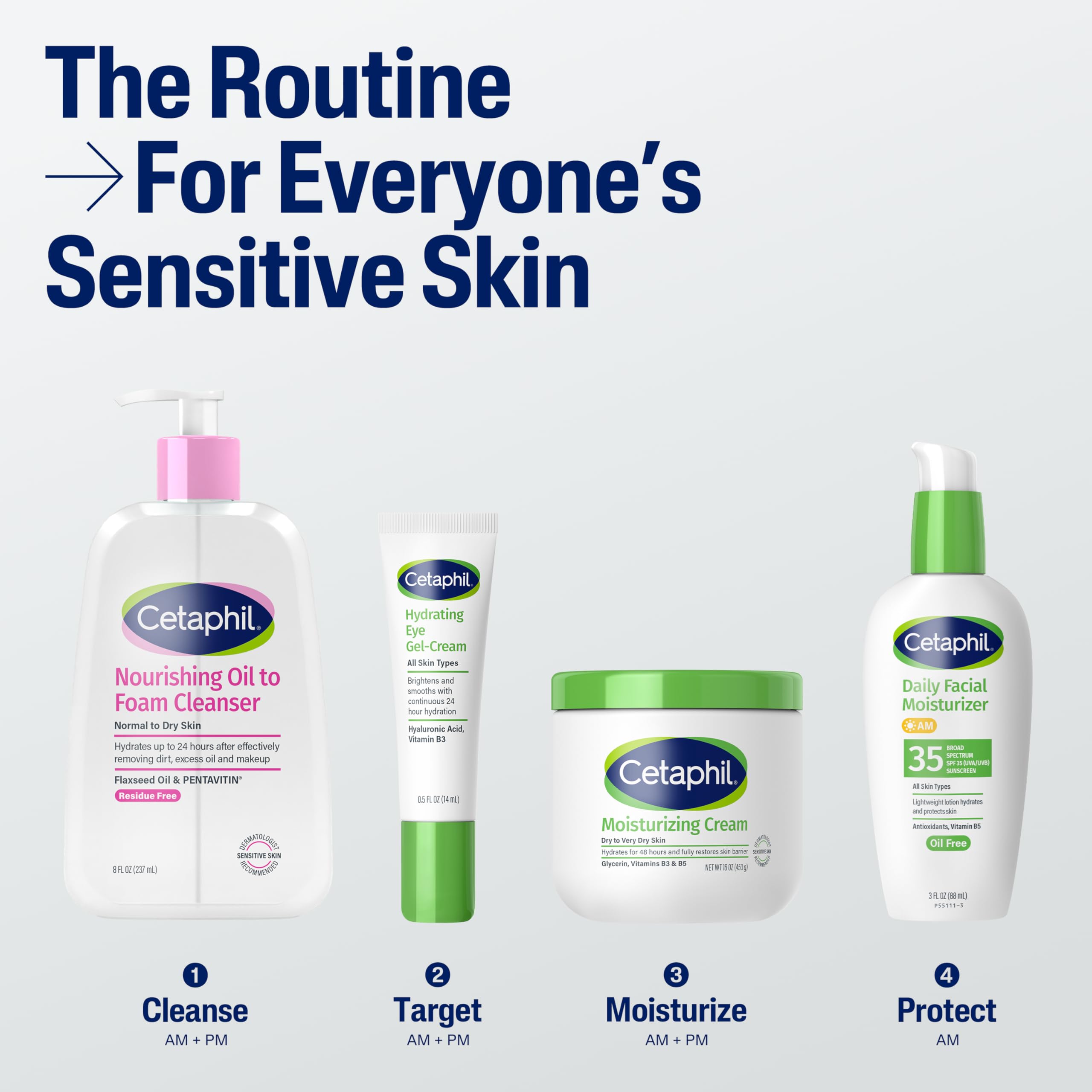 Cetaphil Nourishing Oil to Foam Facial Cleanser for Normal to Dry Skin, up to 24 Hour Hydration, 8 fl oz