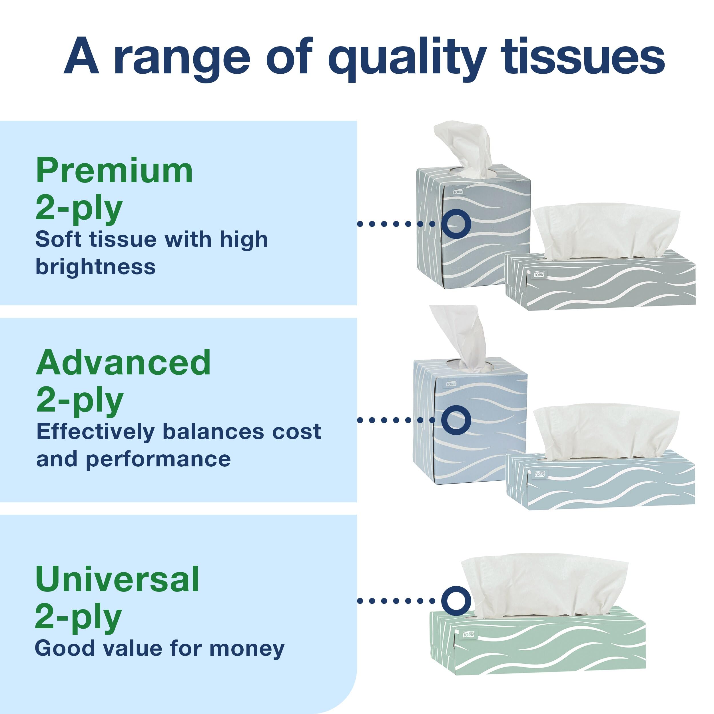 Tork Universal Facial Tissue Flat Box White, Soft, 2-ply, 30 x 100 tissues, TF6710A