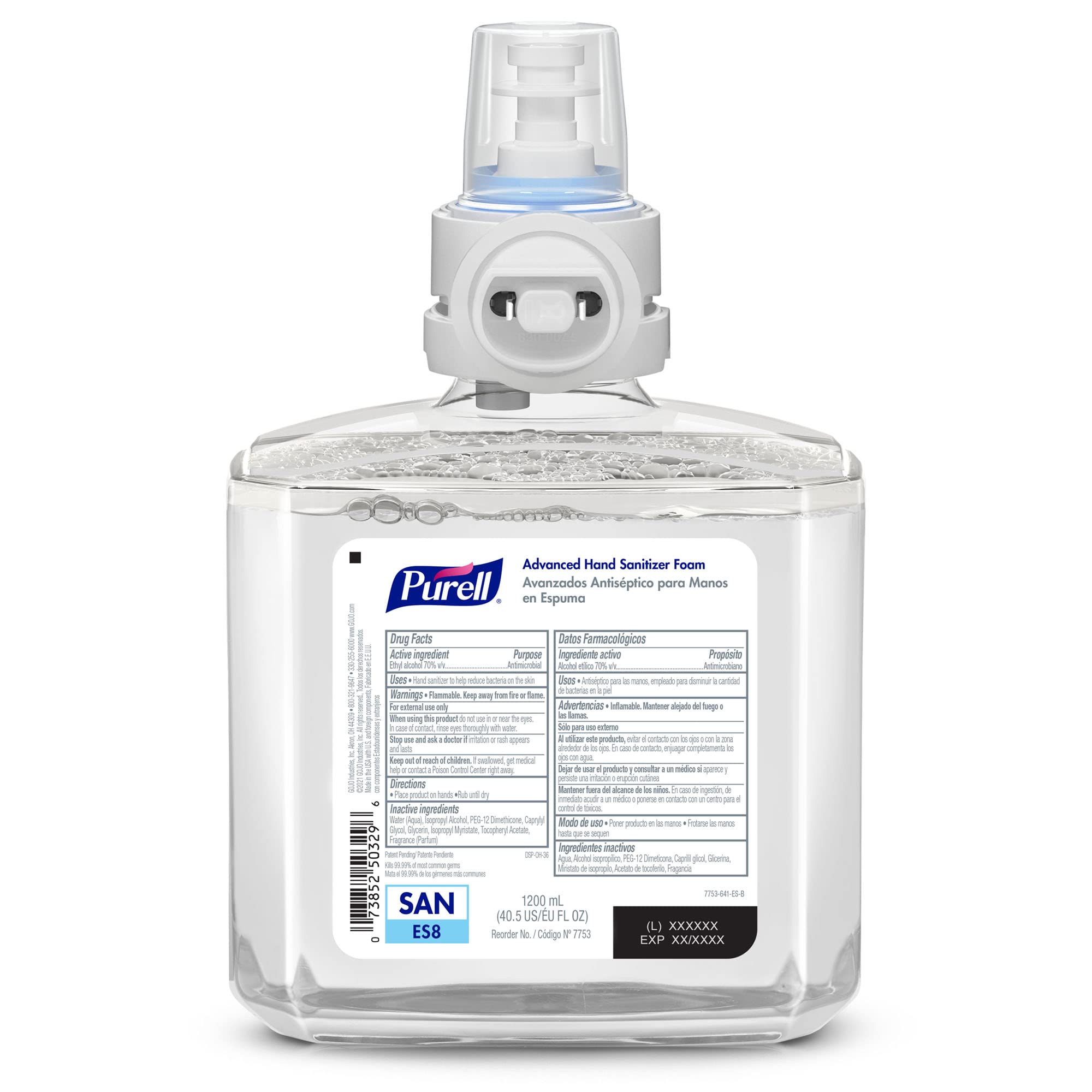 PURELL Advanced Hand Sanitizer Foam, Clean Scent, 1200 mL Refill for PURELL ES8 Automatic Hand Sanitizer Dispenser (Pack of 2) - 7753-02