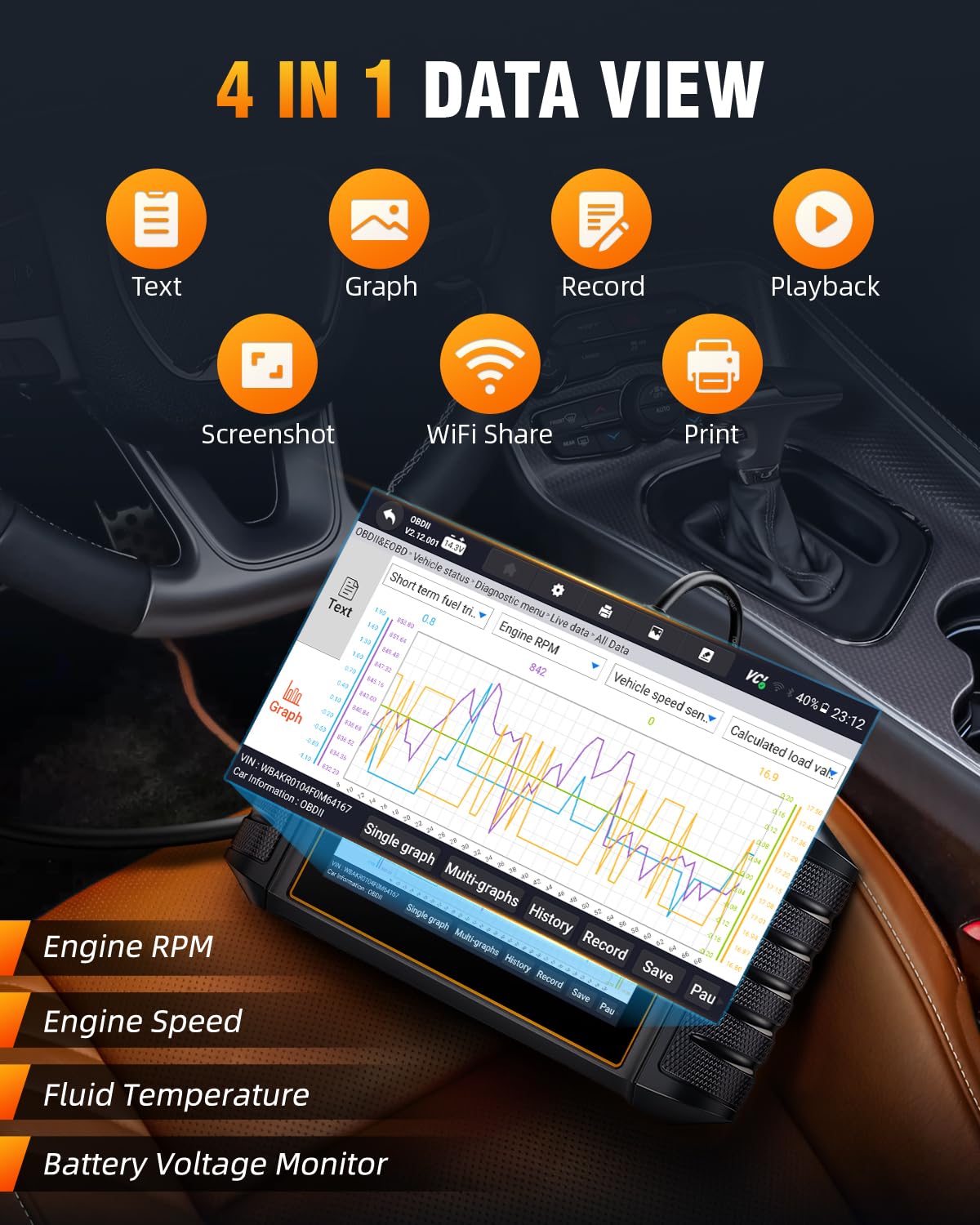 FOXWELL NT726 Bidirectional Full System Scan Tool for All Cars, 12+ Service Resets with Oil EPB TPMS SAS ABS Bleeding Throttle Relearn Injector Coding, Automotive OBD2 Scanner Diagnostic Tool