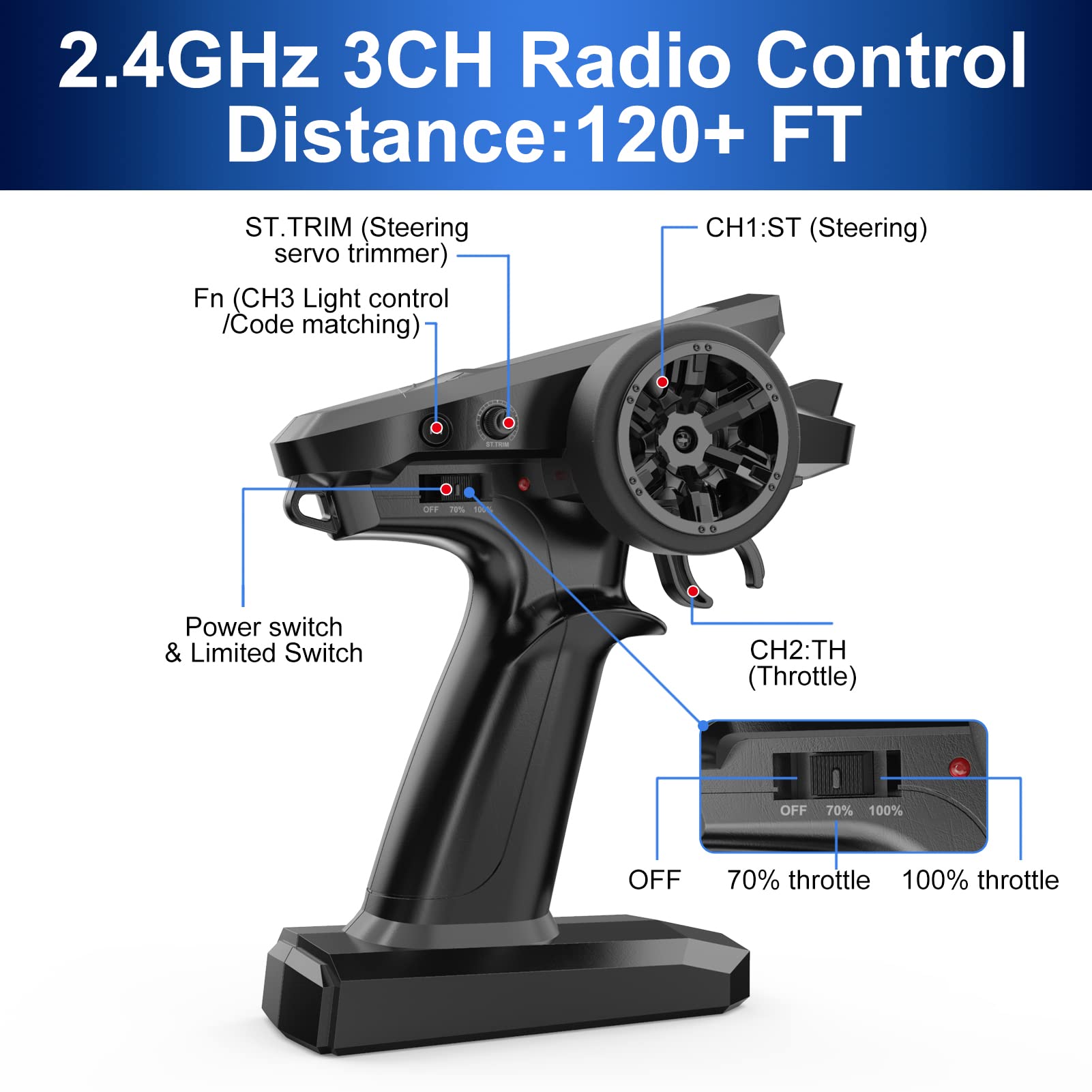 HYPER GO H16BM 1/16 RTR Brushless Fast RC Cars for Adults, Max 42mph Electric Off-Road RC Truck, High Speed RC Car 4WD Remote Control Car with 2 Lipo Batteries for Adult, Compatible with 3S Lipo