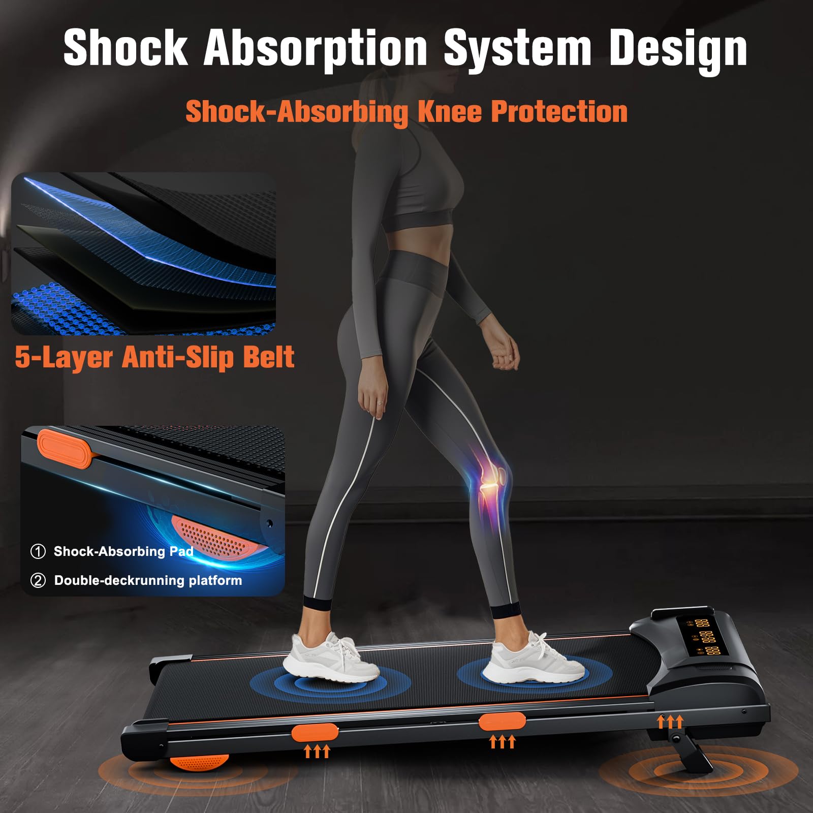 Walking Pad Treadmill with Incline, Under Desk Treadmill for Home Office, 2.5HP, 300 lbs Capacity, APP/Remote Control, LED Displays, Manual Incline(M)