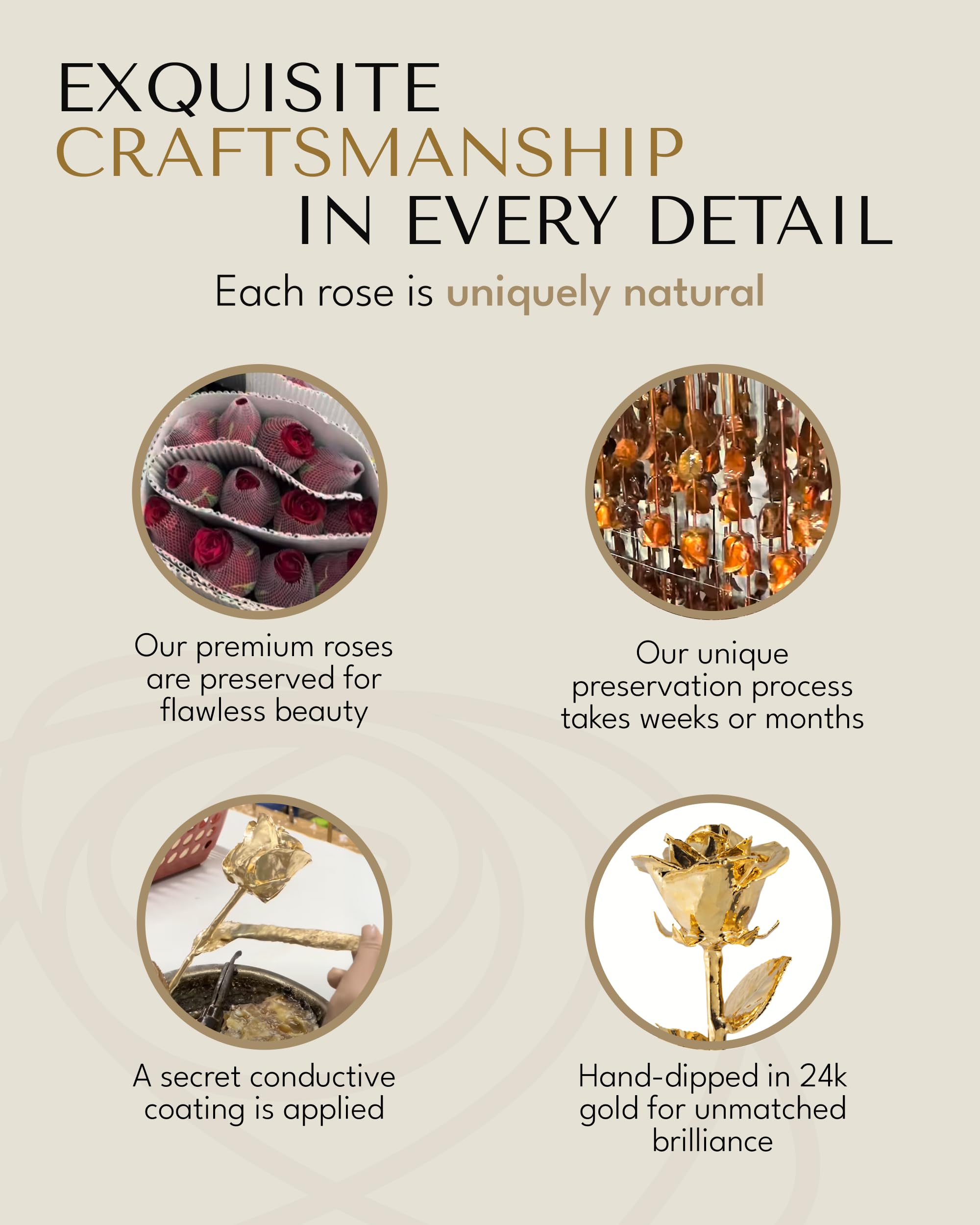 Forever Rose 24K Gold Dipped Real Rose – Handmade, Long-Lasting Preserved Flower in Bloom Box & Vase – Romantic Gift for Anniversary, Valentine's Day, Mother's Day, Birthday, Wedding, Wife, Girlfriend