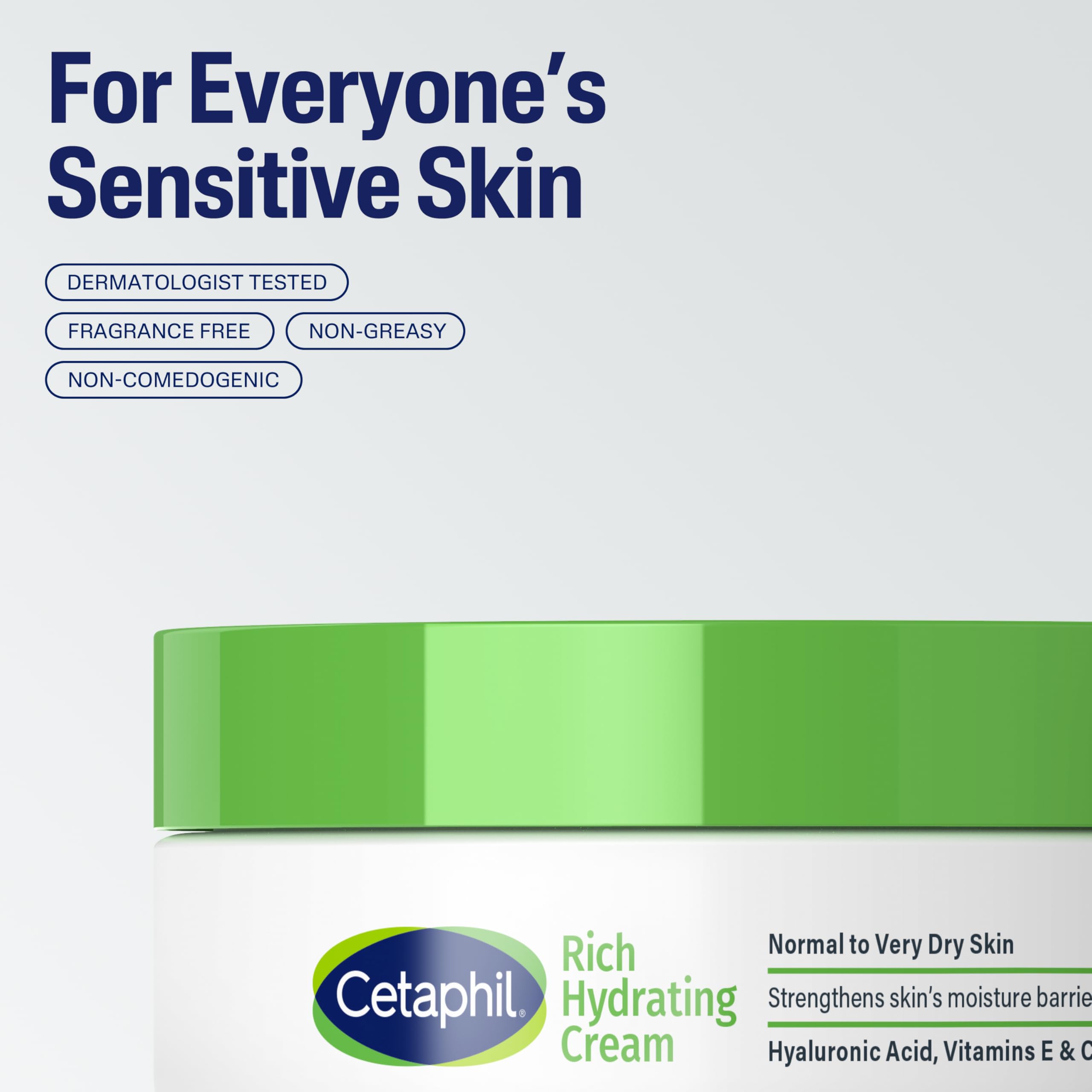 CETAPHIL Rich Hydrating Night Cream For Face, With Hyaluronic Acid, 1.7 oz, Moisturizing Cream For Dry To Very Dry Skin, No Added Fragrance, (Packaging May Vary)