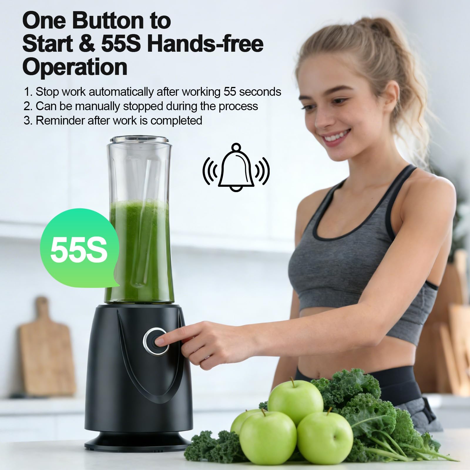 OMMO Blender, 500W Smoothie Blender with 4-Fin Blades, Personal Blenders for Kitchen with 17oz BPA-Free Portable Cups for Drinks, Milkshake and Juices