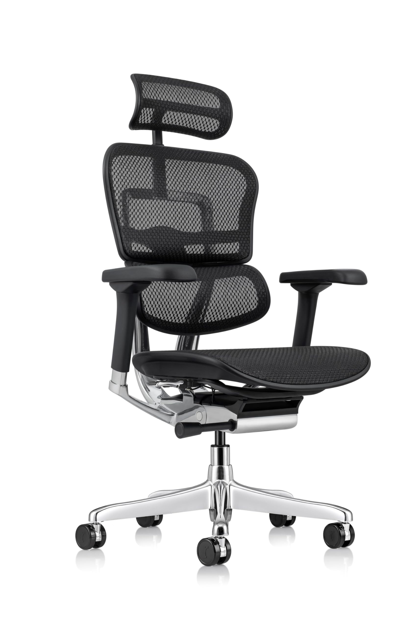 Ergohuman Eurotech GEN2 – High Back Black Mesh Office Chair with Adjustable and Flexible Lumbar Support – Headrest, Seat Slider, Armrests, and Height Adjustment