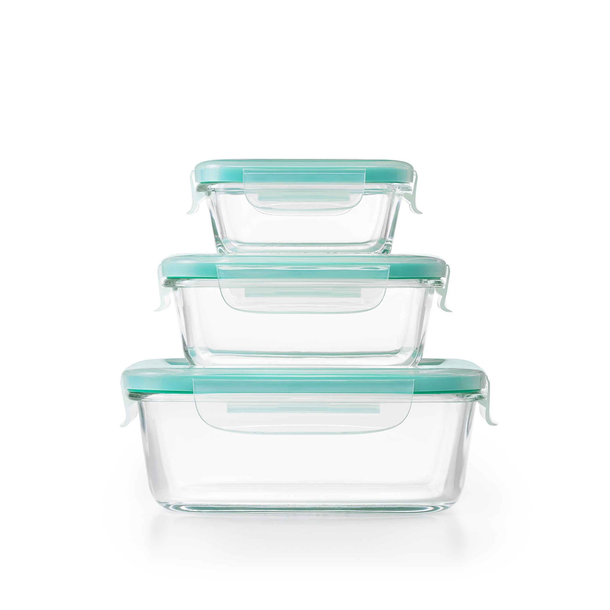 OXO Good Grips Smart Seal , 12 Piece Glass Container Set,Clear,Blue