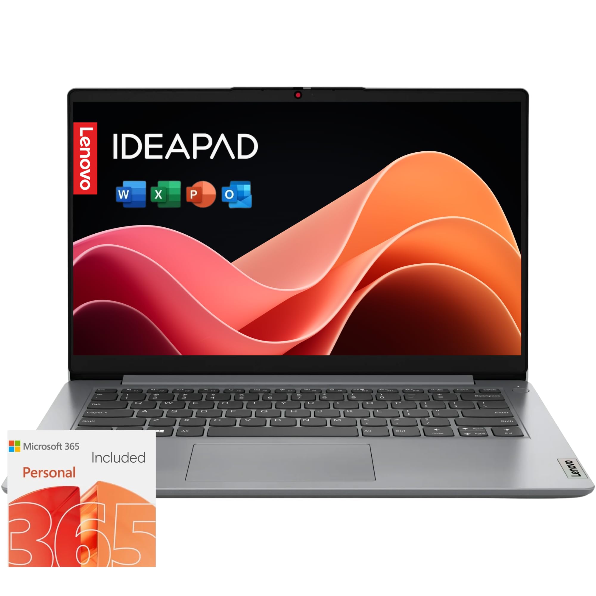 Lenovo IdeaPad 1i Laptop with Office 365 Home and Business • 12GB RAM • 1TB Cloud Storage and 256GB SSD • Intel Core • 14 Anti-Glare Screen • WiFi-6 • 11HR Battery • Windows 11 no Mouse