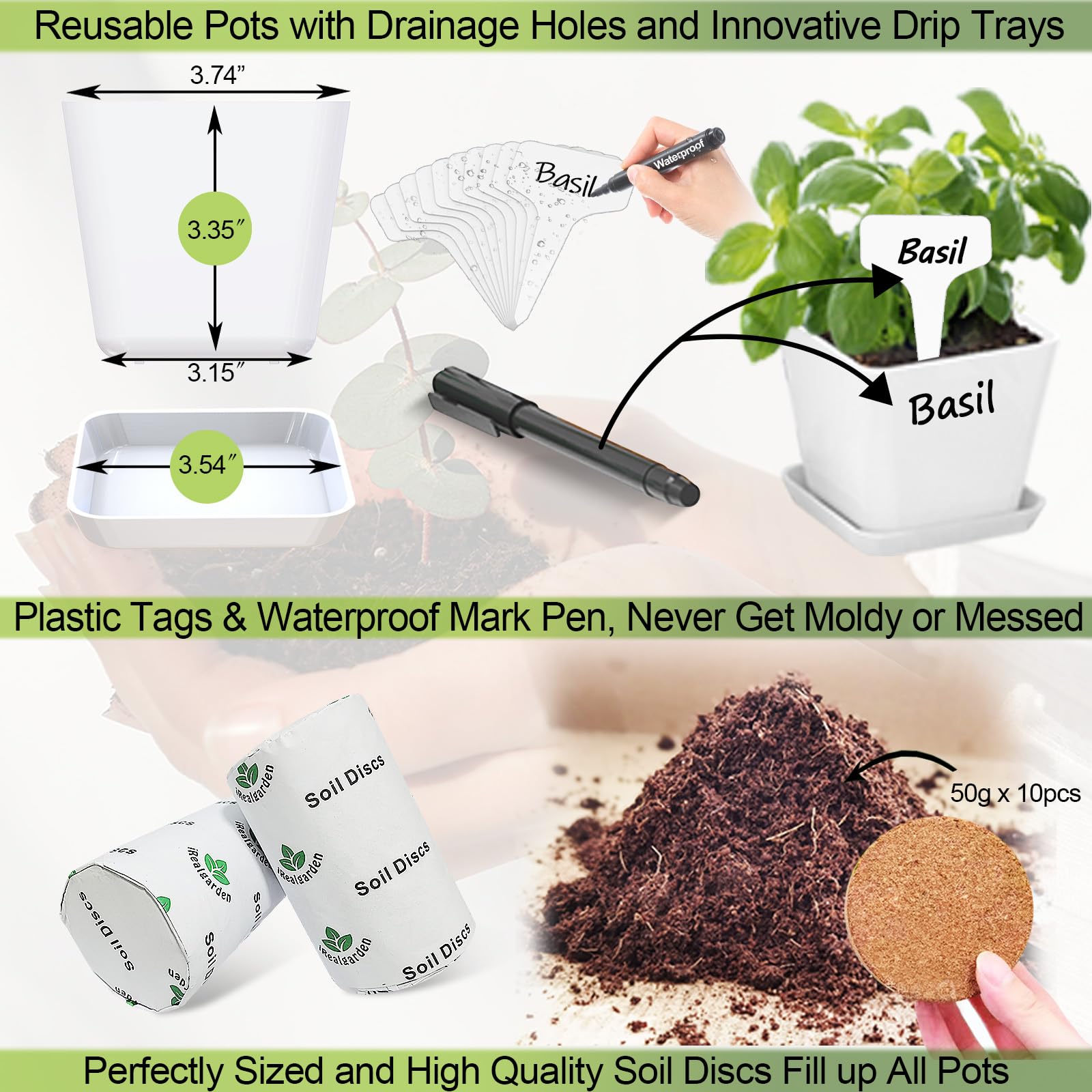 Herb Garden Kit Indoor Herb Starter Kit - 10 Variety Herbs with Complete Herb Growing Kit - Kitchen Window Herb Garden - Unique Gardening Gifts for Women & Men