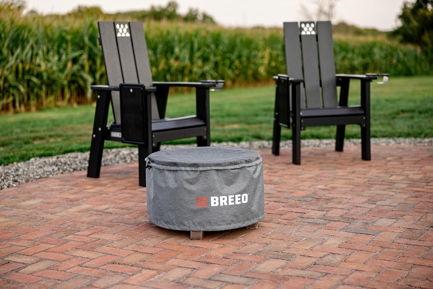 Breeo X Series Fire Pit Cover for 24 (27.5") - Round Fire Pit Cover - Marine Grade Water-Resistant Cover w/ anti-sag support - Durable Fire Pit Shelter