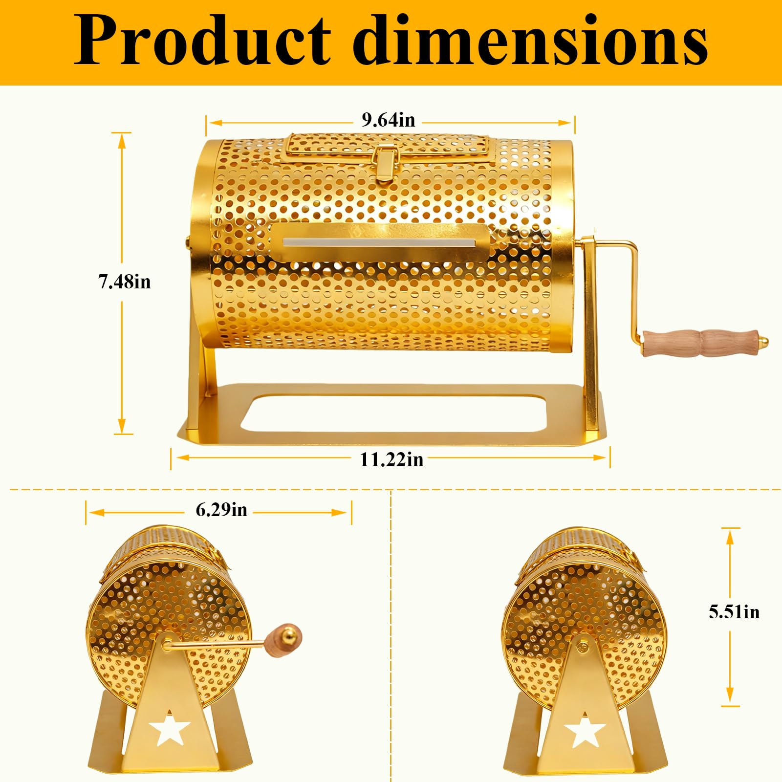 AMOEJOV Raffle Drum, Professional Raffle Ticket Spinning Cage,Thickened Metal Raffle Ticket Spinner Box with Sealing Tape, Silent Design Wooden Turning Handle.for Lottery Games, Bingo, Raffle Balls