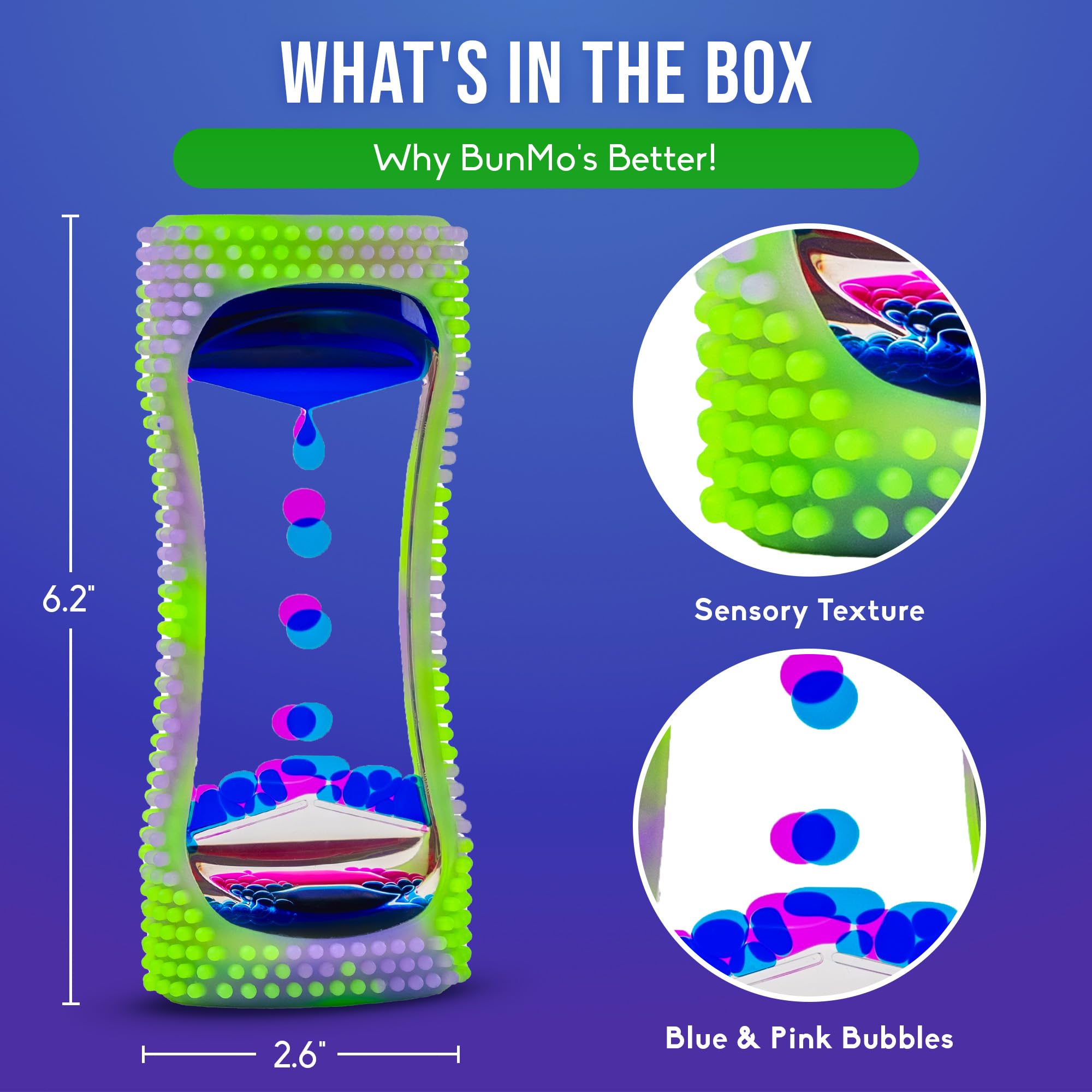 BUNMO Liquid Motion Bubbler Sensory Toys - Sensory Stocking Stuffers for Kids - Glow in The Dark and Liquid Motion Bubbler Sensory Toys - Sensory Stocking Stuffers for Kids - Purple