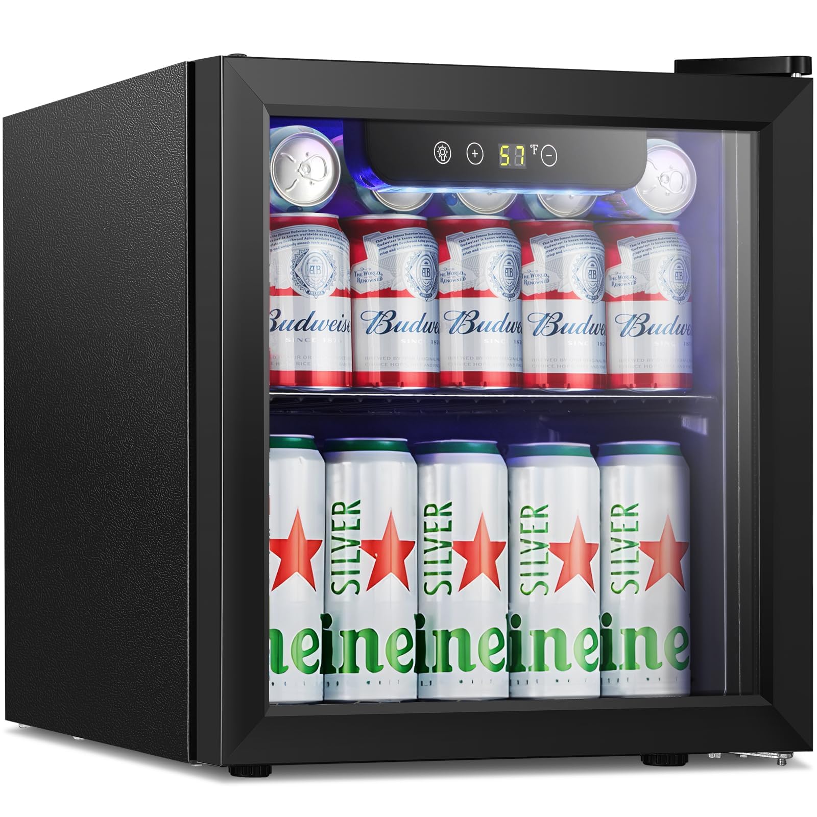 Antarctic Star Mini Fridge Cooler - 12 Bottle 48 Can Beverage Refrigerator Glass Door for Drinks or Beer Wine –Small Drink Dispenser for Home, Office or Bar, Electronic Knob Control,1.3cu.ft.
