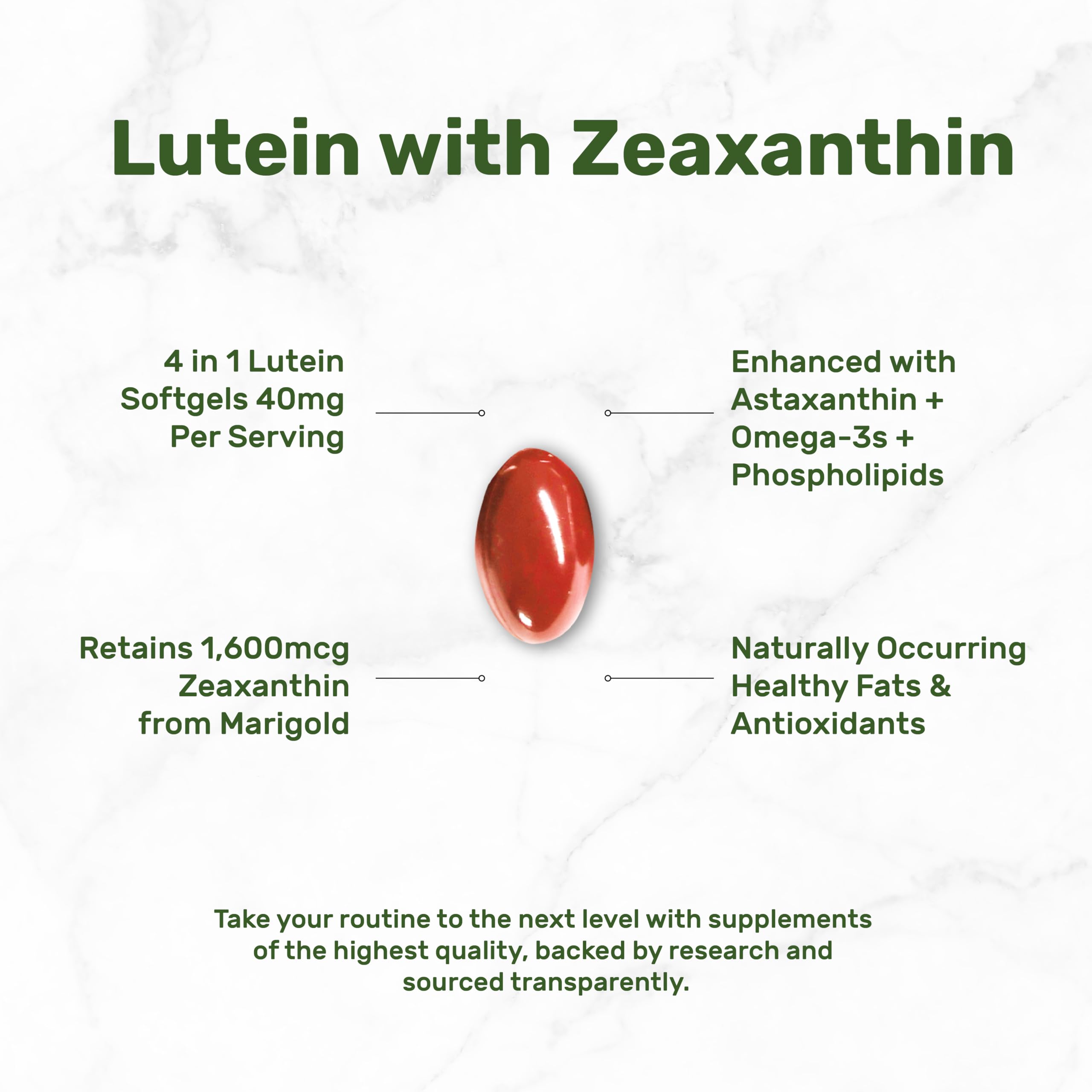 Lutein and Zeaxanthin Supplements, 40mg Per Serving, 300 Softgels