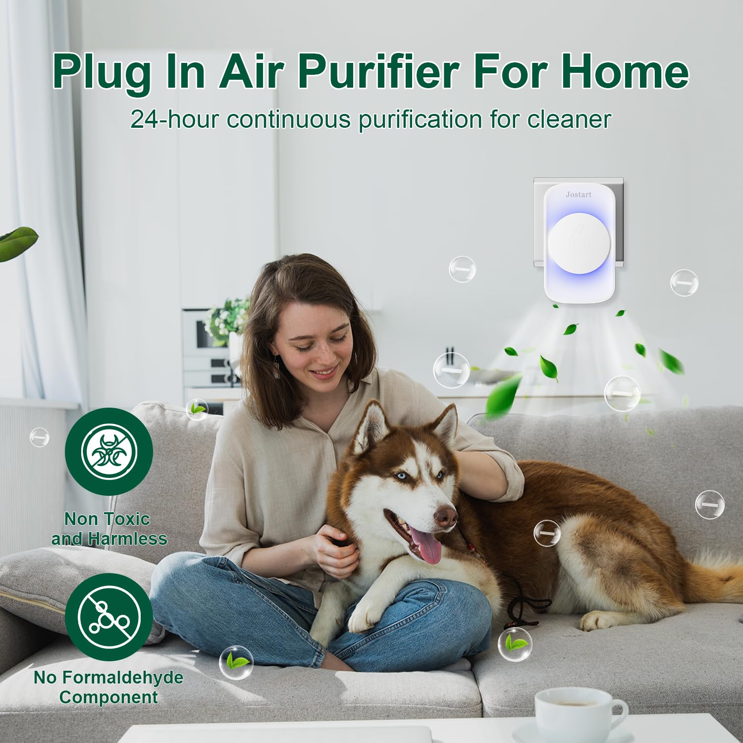 Air Ionizer for Home(3 pack), Ionic Air Purifier Plug in with 6 Carbon Fiber Tips, Ultra Quiet Portable Air Cleaner for Kitchen Bedroom Office Bathroom,Energy Efficient with Blue/Warm White Mood Light