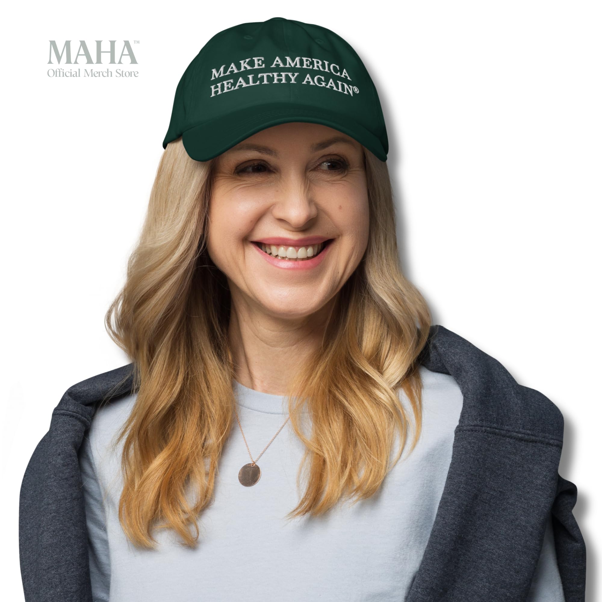 Make America Healthy Again® Embroidered Dad Hat – Adjustable Cotton Baseball Cap, Unisex Casual Low Profile Hat (Spruce)