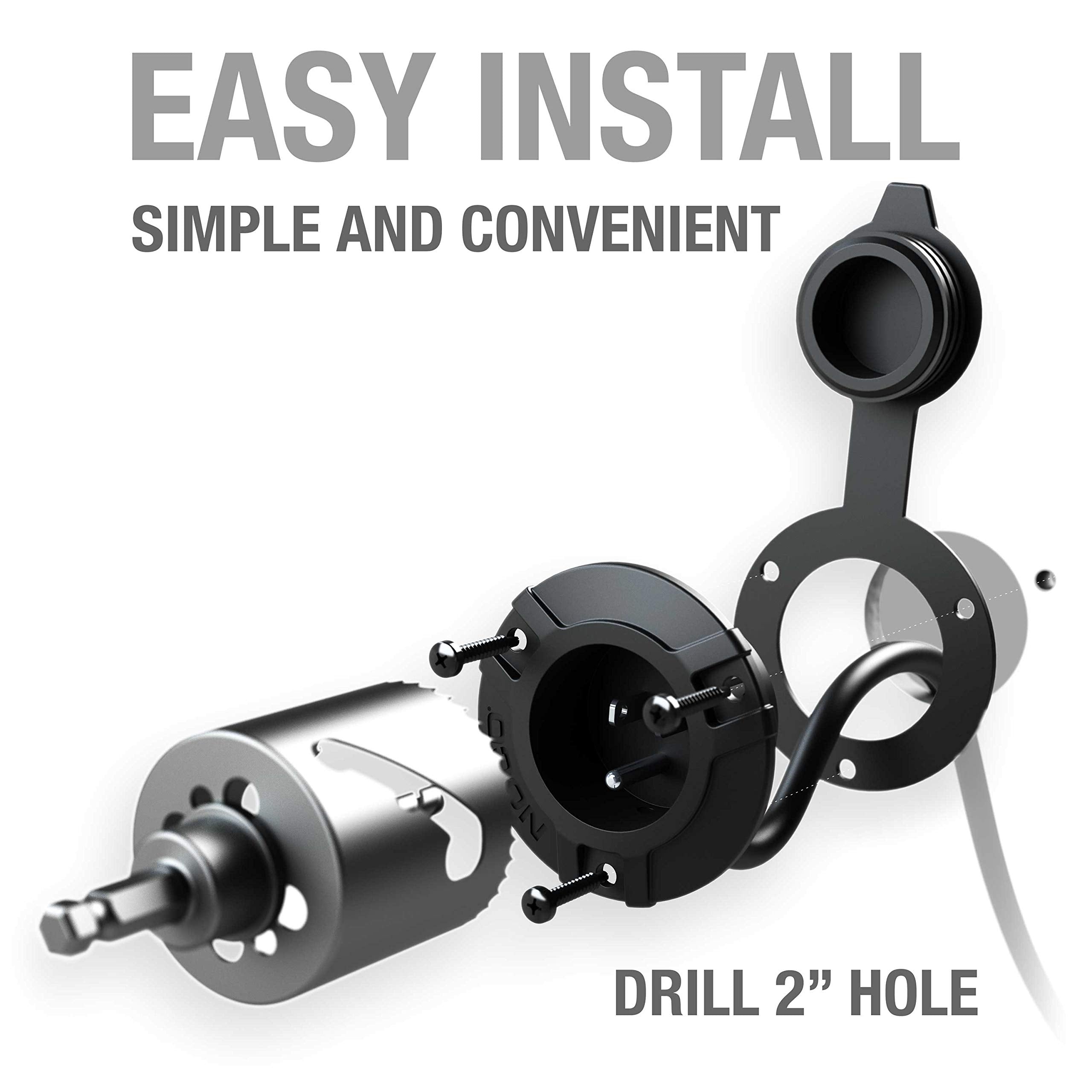 NOCO GCP1E 15A AC Port Plug, 125V Power Inlet Socket, Charger Plug, and Waterproof Electrical Outlet Receptacle with 6-Foot Integrated Outdoor Extension Cord
