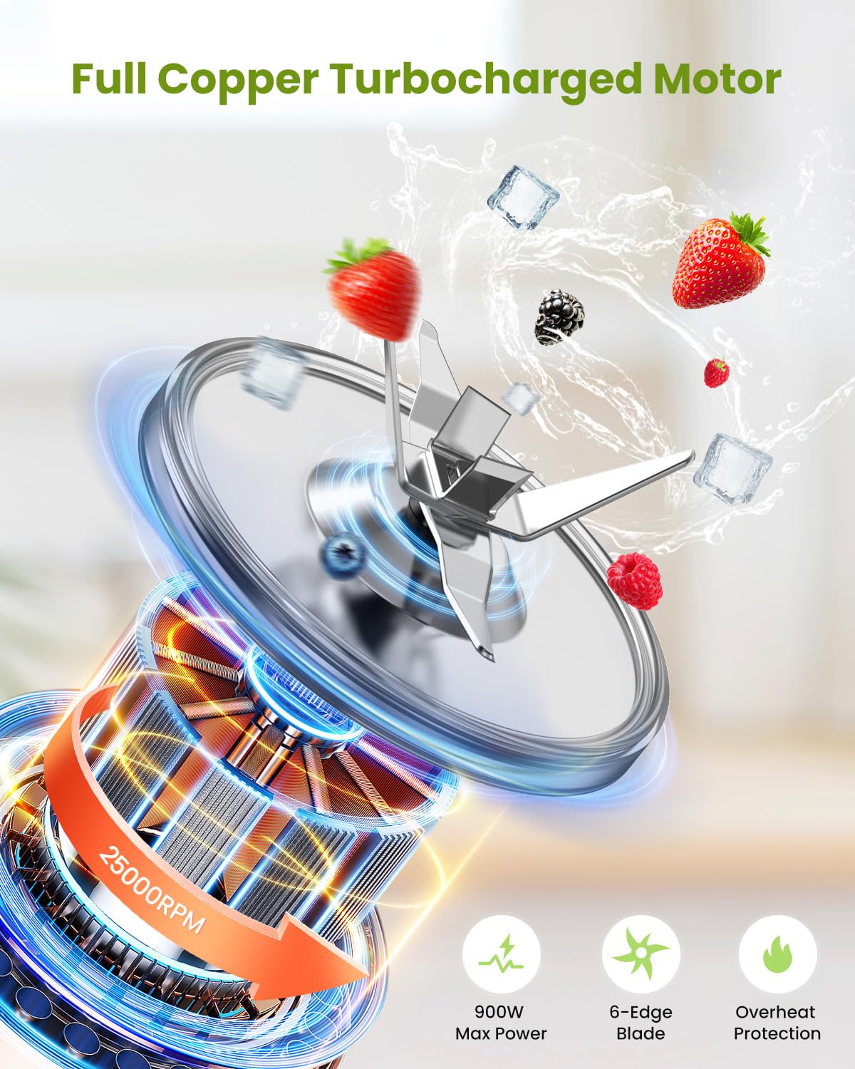 LAMPICK Blenders for Smoothie, 900W Personal Blender for Shakes and Smoothies with 2 * 22oz BPA Free Portable Cups, Small Juicer for Protein Shake, Baby Food, Frozen Drink