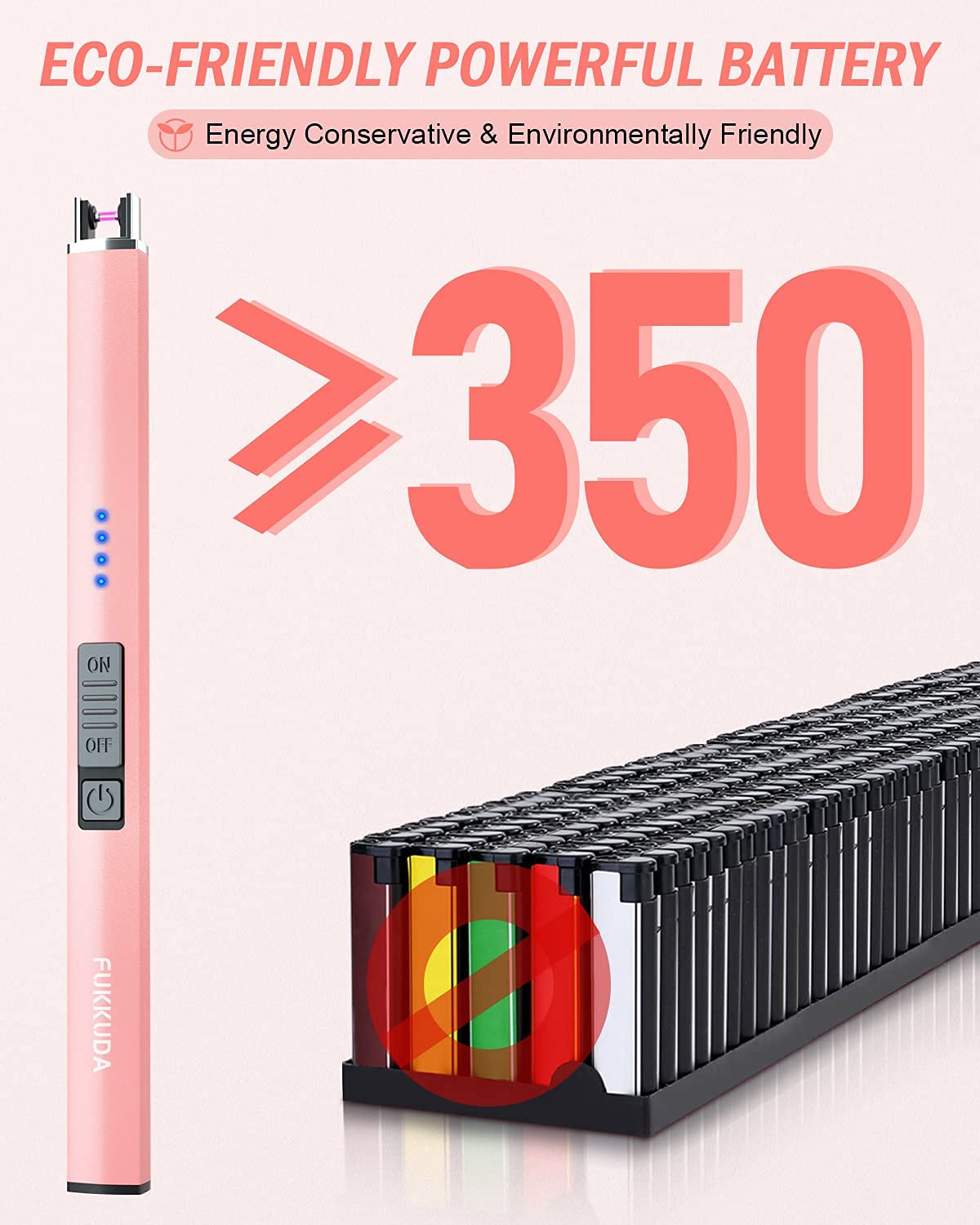 Electric Candle Lighter Plasma Arc Lighters Windproof & Flameless with USB Rechargeable Battery Double Safety Switch (Rose Gold)