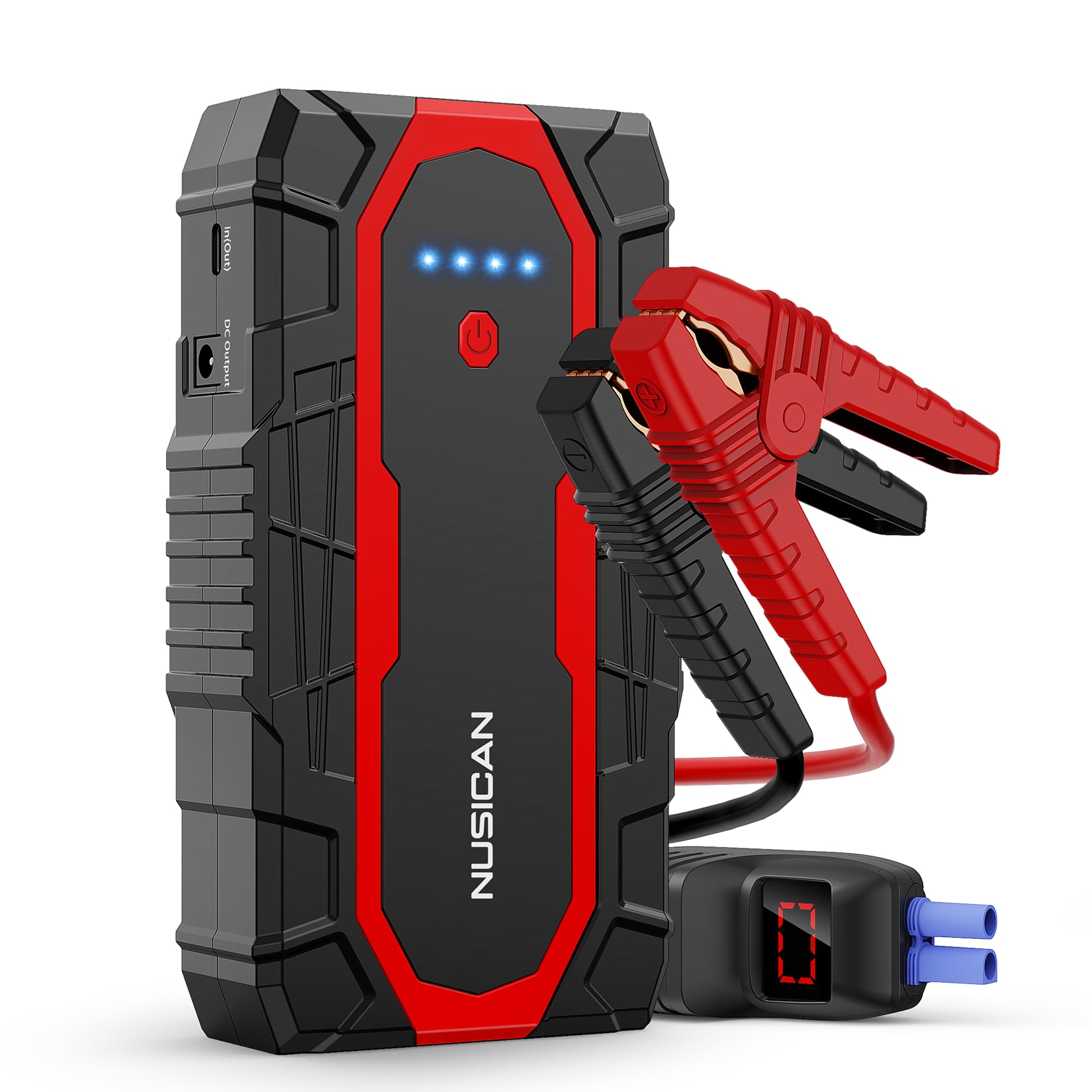 NUSICAN Car Jump Starter, 1500A Portable Battery Charger (up to 7.2L Gas&5.5L Diesel Engine) 12V 18000mAh Auto Lithium Battery Booster Jump Pack with Smart Jumper Clamps, USB QC3.0, LED Light, Compact