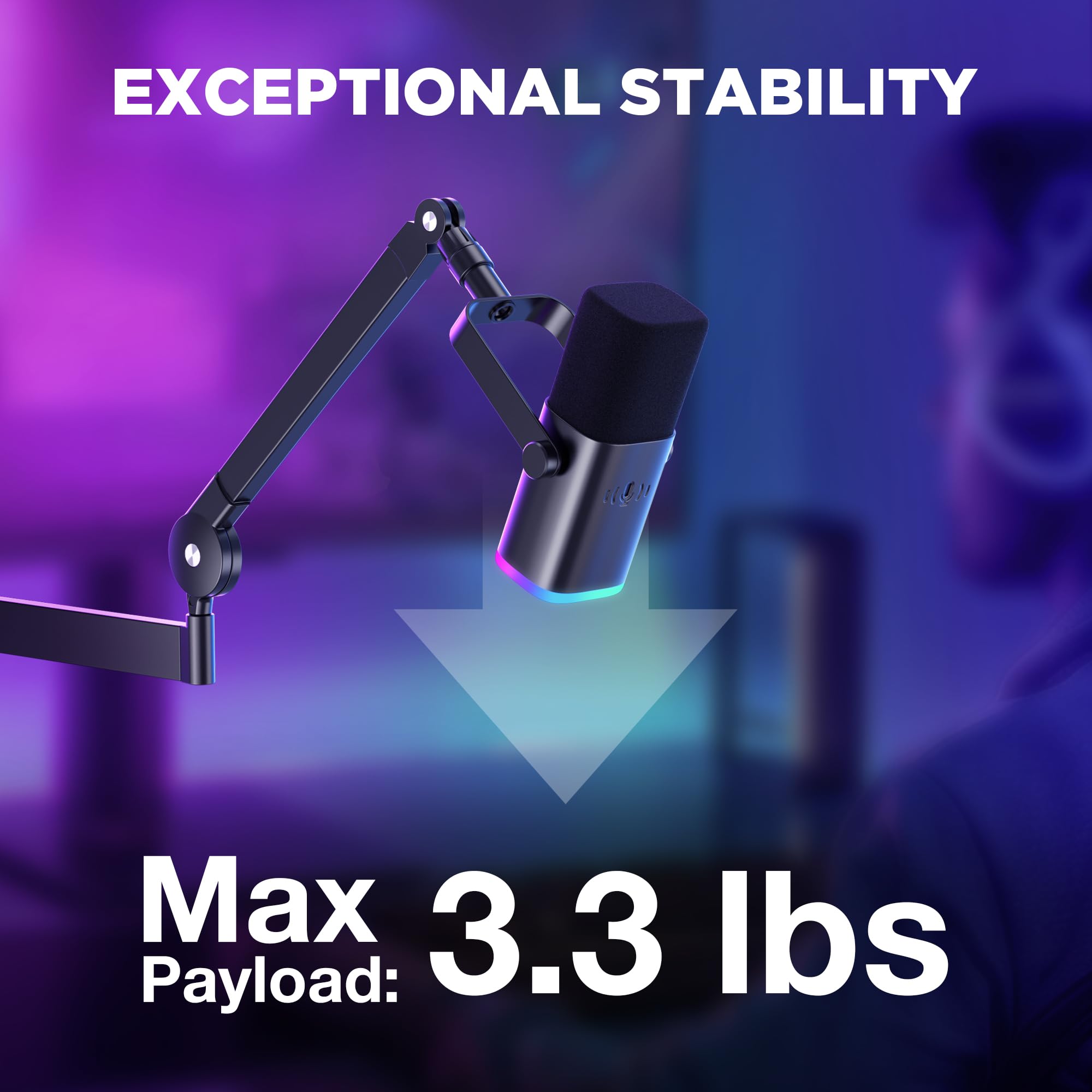 InnoGear Low Profile Mic Arm, 360° Rotatable Microphone Boom Arm Mic Stand for Fifine AM8 K669B Blue Yeti HyperX QuadCast SoloCast AT2020, Desk Mount with Mic Clip 3/8" to 5/8", 3/8" to 1/4" Adapter