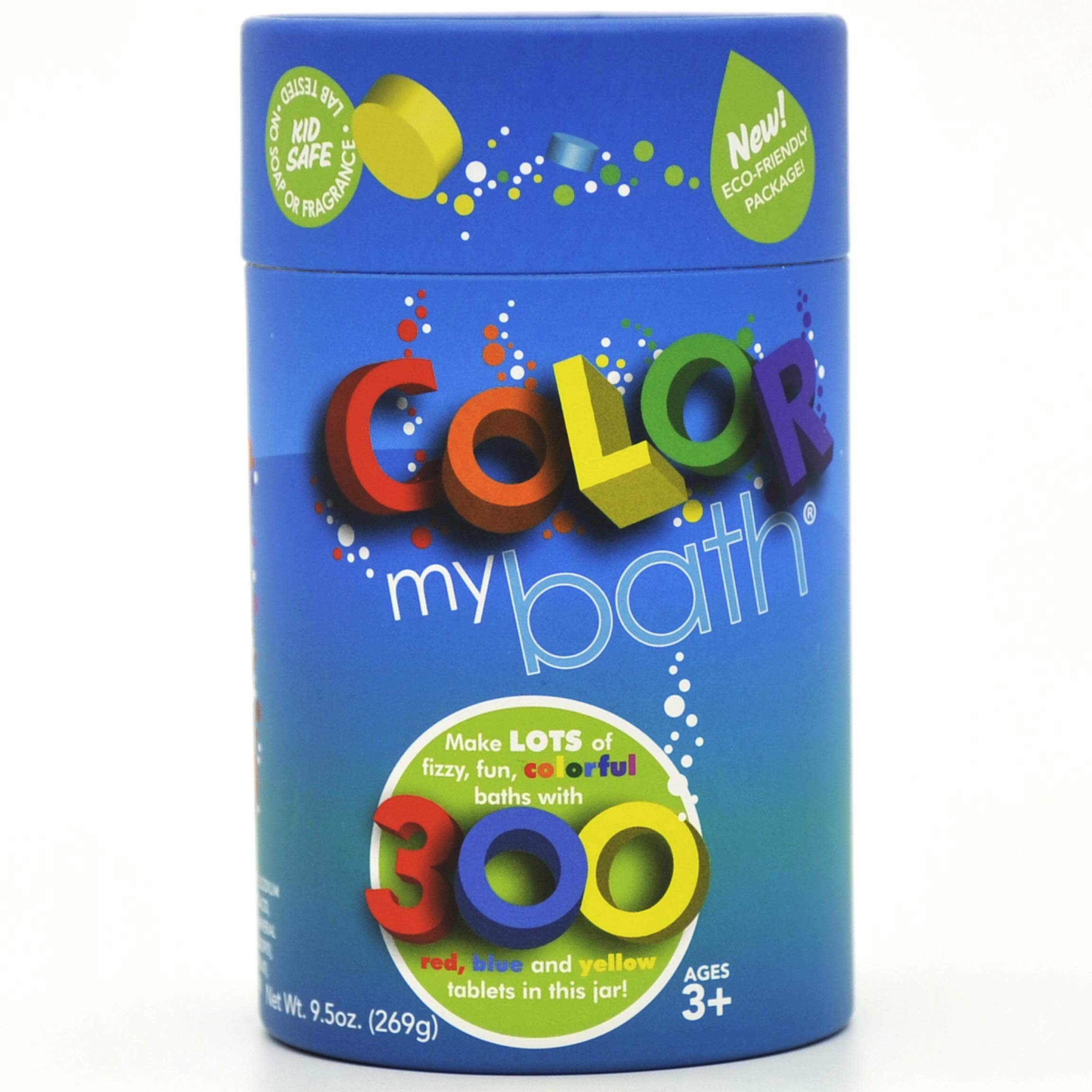 Color My Bath - 300 Count - The Original Fizzy Color Changing Tablets - Non Toxic, Non Staining, Fragrance Free Eco-Friendly Container - Fun Educational Bathtime Activity for Kids - Made in The USA