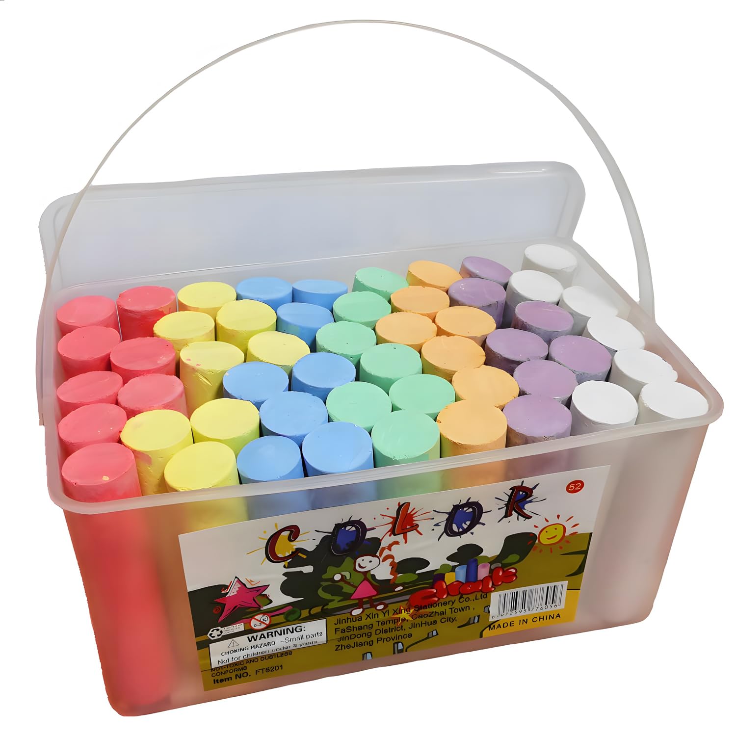 J-hong Washable Sidewalk Chalk Set- 52 Pieces 7 Colors Jumbo Chalk For Kid and Adult, Paint on Classroom Chalkboard or Outdoor Playground, Good Gift for Party