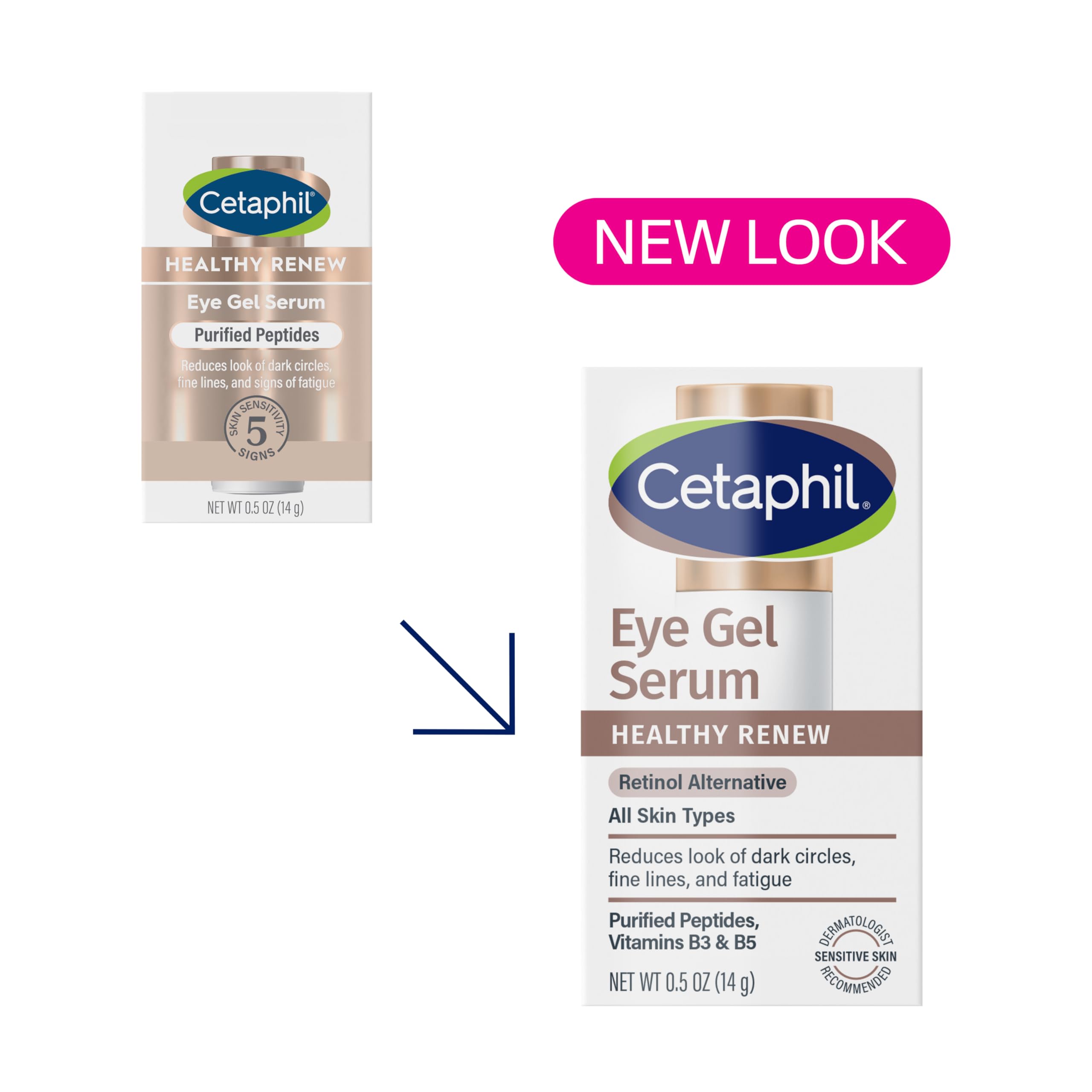 Cetaphil Healthy Renew Hydrating Eye Gel Serum 0.5 Oz, 24Hr Under Eye Cream for Anti Aging, Reduces the Appearance of Dark Circles and Wrinkles, Retinol Alternative Peptide Serum, For Sensitive Skin