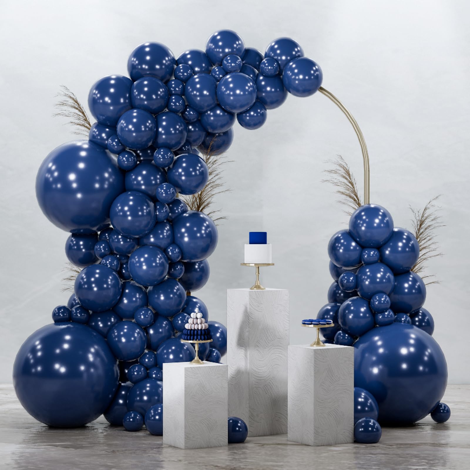 PartyWoo Navy Blue Balloons 128 pcs Different Sizes Pack of 18 12 10 5 Inch Pearl Dark Blue Balloon Arch Kit Garland for Graduation Wedding Baby Shower Birthday Party Decorations Blue-Z90
