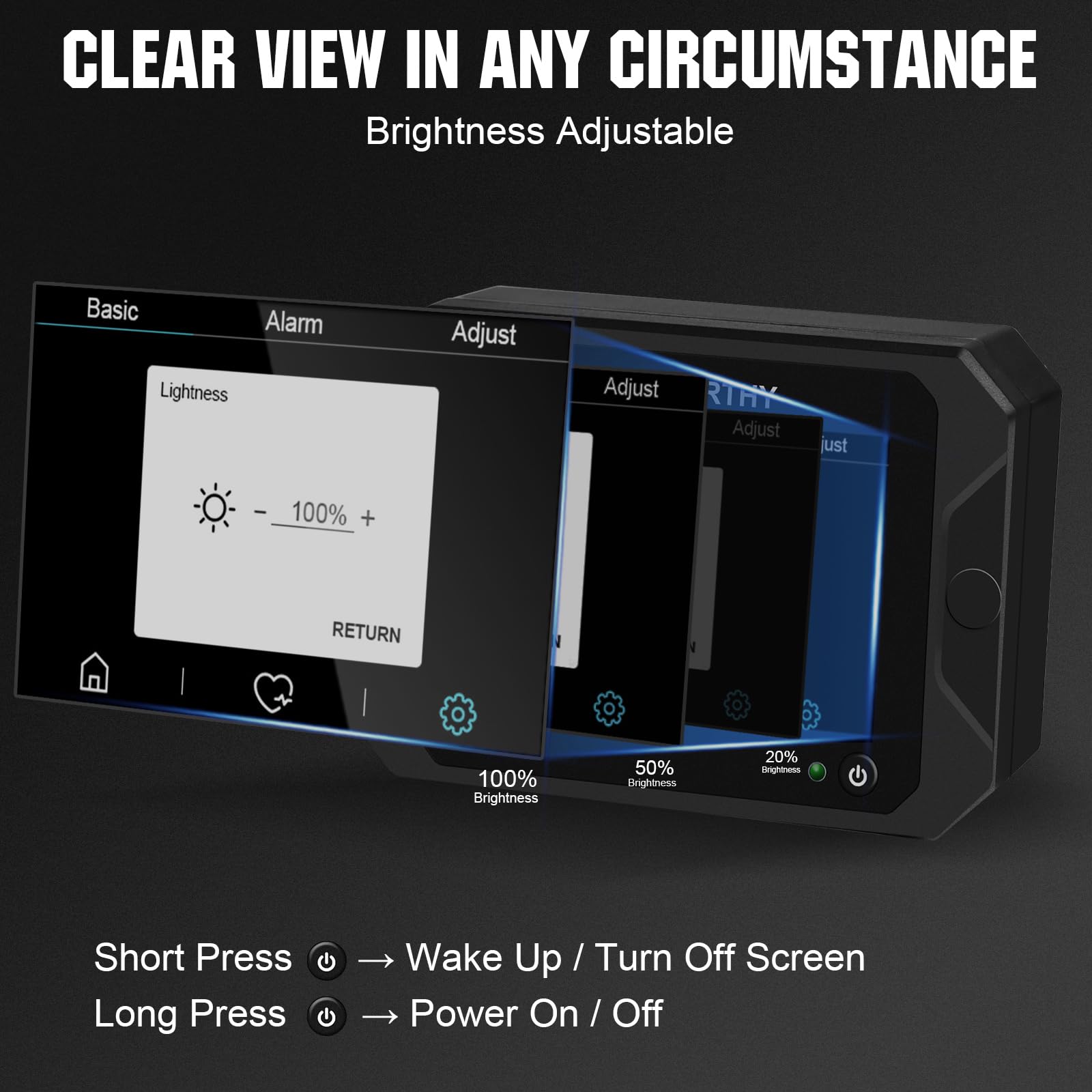 ECO-WORTHY Battery Monitor with Hall Sensor Touchable Display, 9-80V 300A Battery Monitor with Alarm, for Li-ion/LiFePO4/AGM/Gel Battery in Golf Cart/RV/Solar System