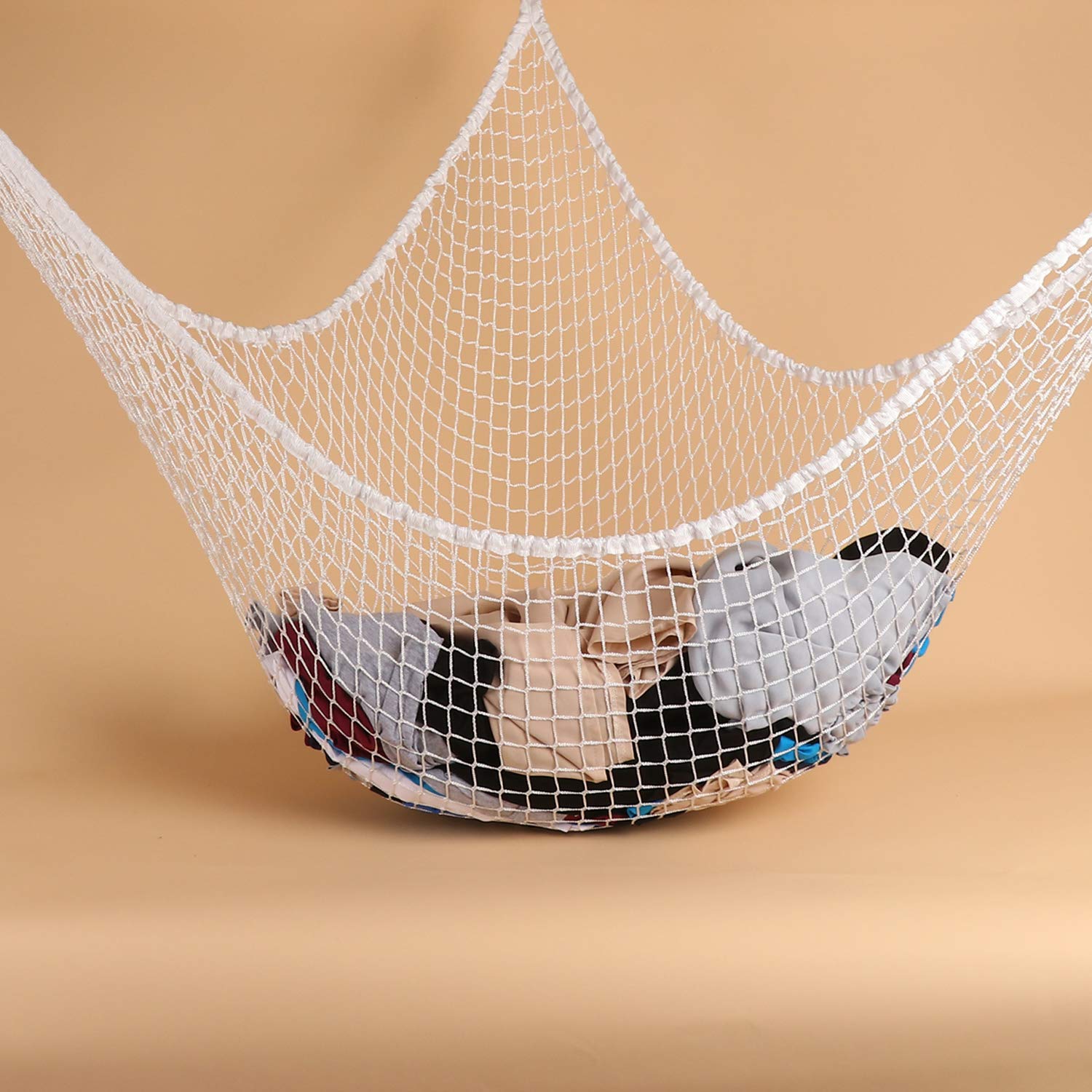 Stuffed Animal Hammock, Toy Hammock Storage Net, LXUNYI Mesh Toy Net Holder Jumbo Wall Corner Giant Baby Kids Children Stuff animals Hammocks Net Organizer for Bedroom (White, 70 inch)