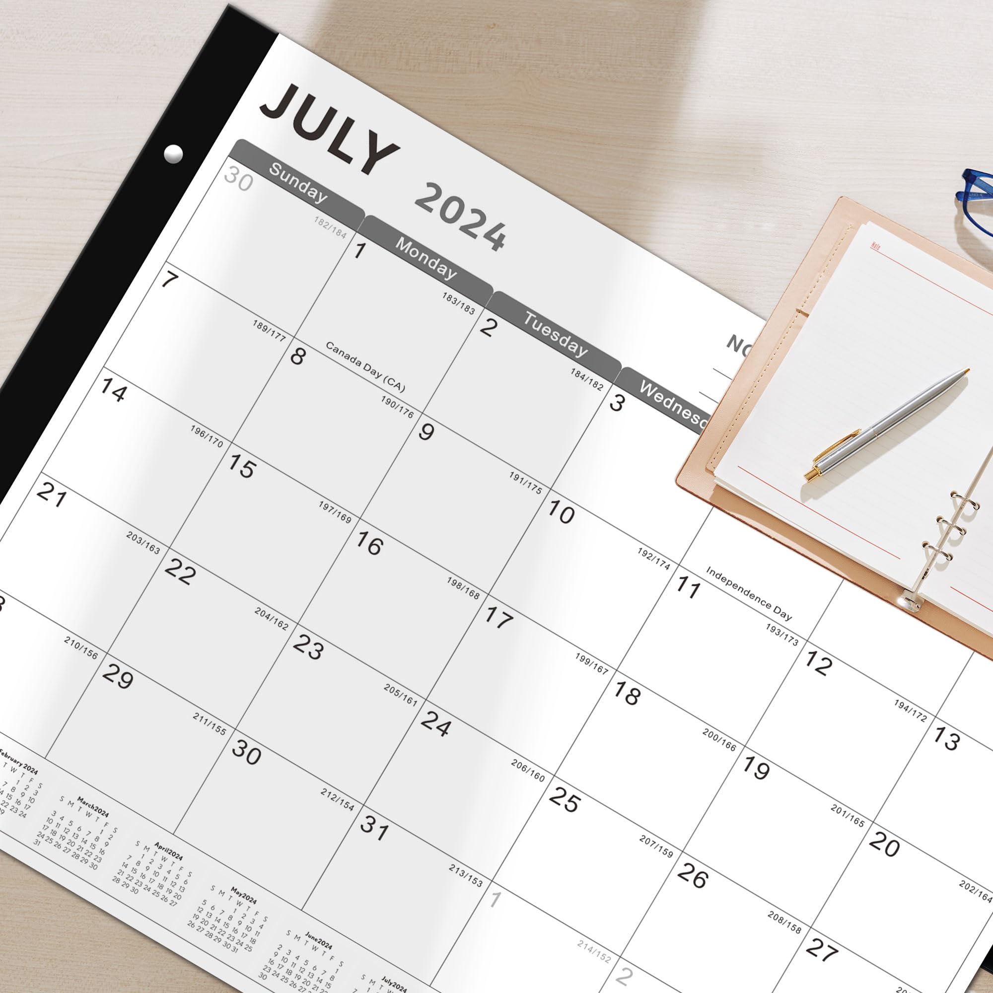 Desk Calendar 2024-2025 Large 22x17, 18 Months Run from July 2024 to December 2025, Desk top Calendar with Notes for Home, Office and School