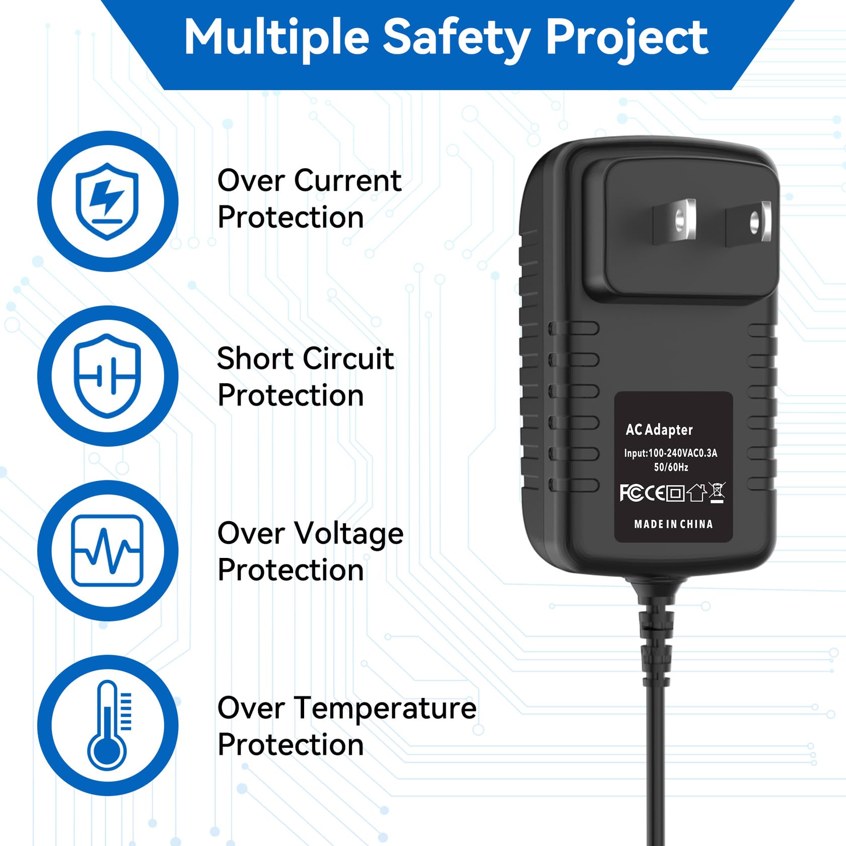 XMHEIRD Wall AC Adapter Power Cord Compatible for,Vellax,Medcursor,Mirakel,InvoSpa Shiatsu Back Shoulder and Neck r Charger Power Supply 12V??Only Fit for 12V r ??