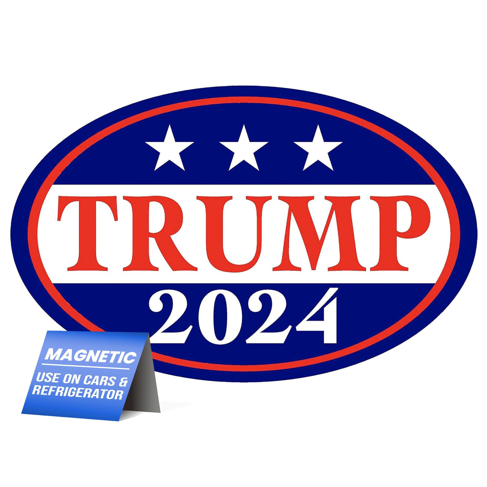 Trump 2024 Donald Trump for President Magnetic Bumper Sticker Oval, Share w/Family & Friends - Political Sticker for Vehicle, Refrigerator - Car Magnet Decal, Room & Wall Decor, Gift - 3.5"x5.5"