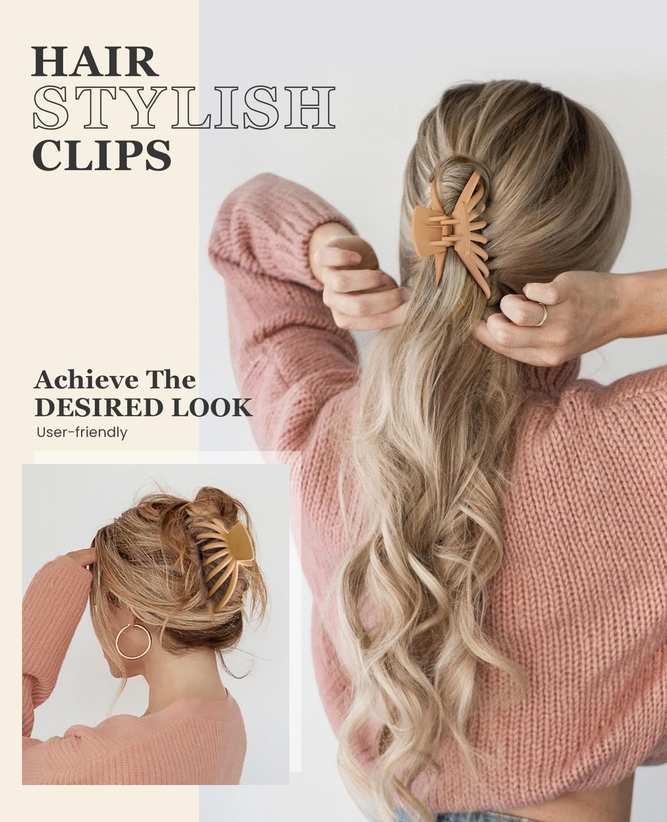 OPAUL Hair Clips for Thick Hair, Hair Clips for Women, Extra Large Hair Claw Clips for Thick Long Hair, 4.75" Hair Accessories for Women Girls Gifts