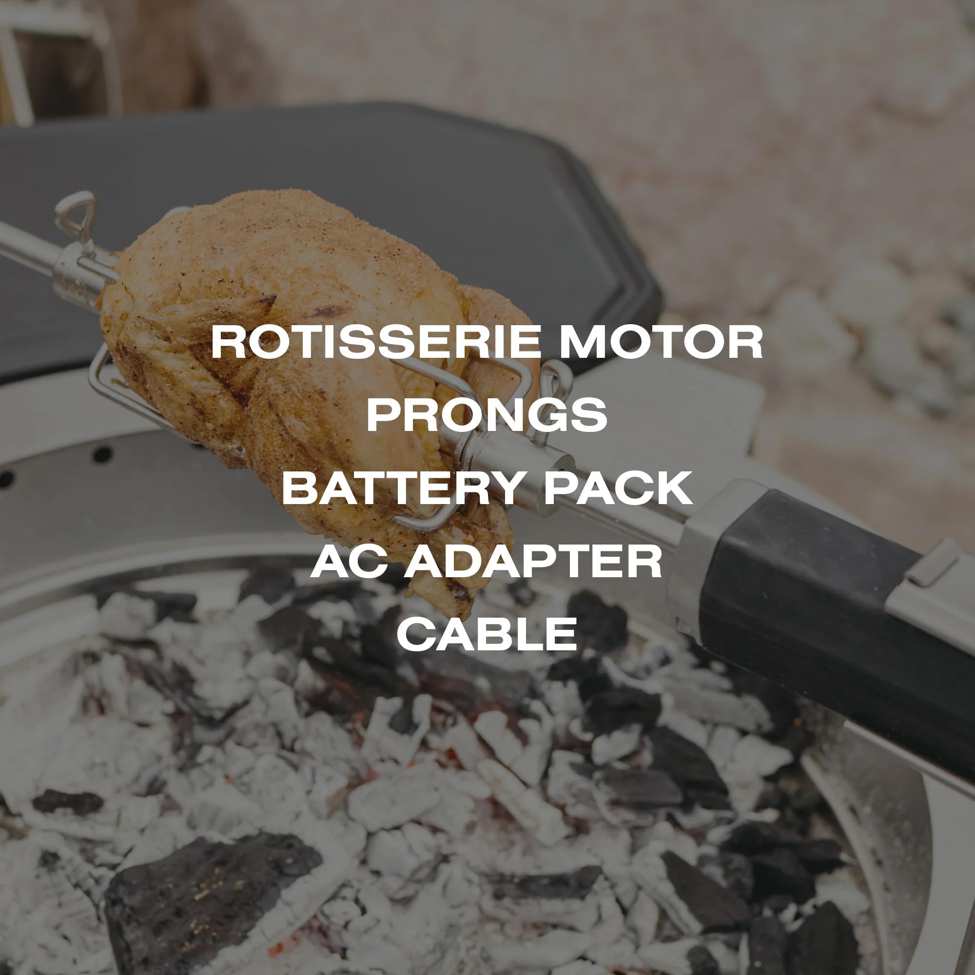 Breeo Rotisserie System - Rotisserie Grill Kit for Chicken, Turkey, BBQ, Kabobs - Live Fire Cooking Accessories - Includes Prongs, Battery Pack, Motor, AC Adapter, & Cable (Without Outpost Rod)