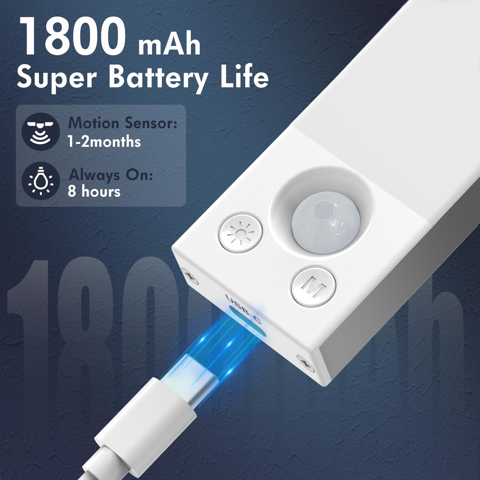 Under Cabinet Lights,2 Pack Dimmable Motion Sensor Light indoor,36LED 1800mAh Rechargeable Under Cabinet lighting wireless,Closet lights Under Counter lights for Kitchen Drawers,Wardrobe,Stair Bedroom