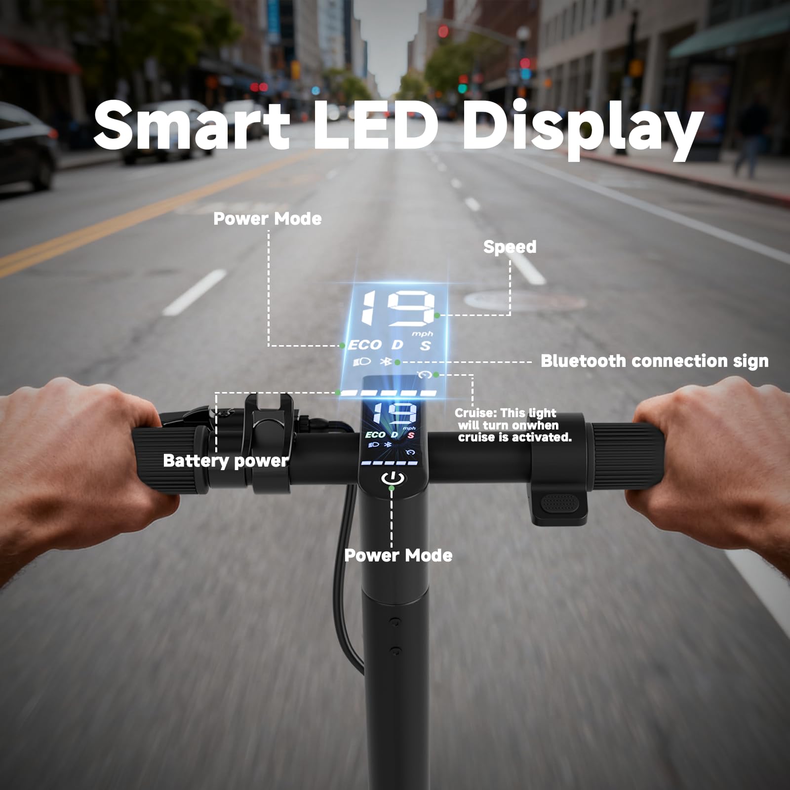 WERHY Electric Scooter, 350W/500W Powerful Motor, 19/22 MPH Max Speed, 15/23 Miles Range, Lightweight Foldable Kick Scooter with Dual Braking Systems, Smart APP