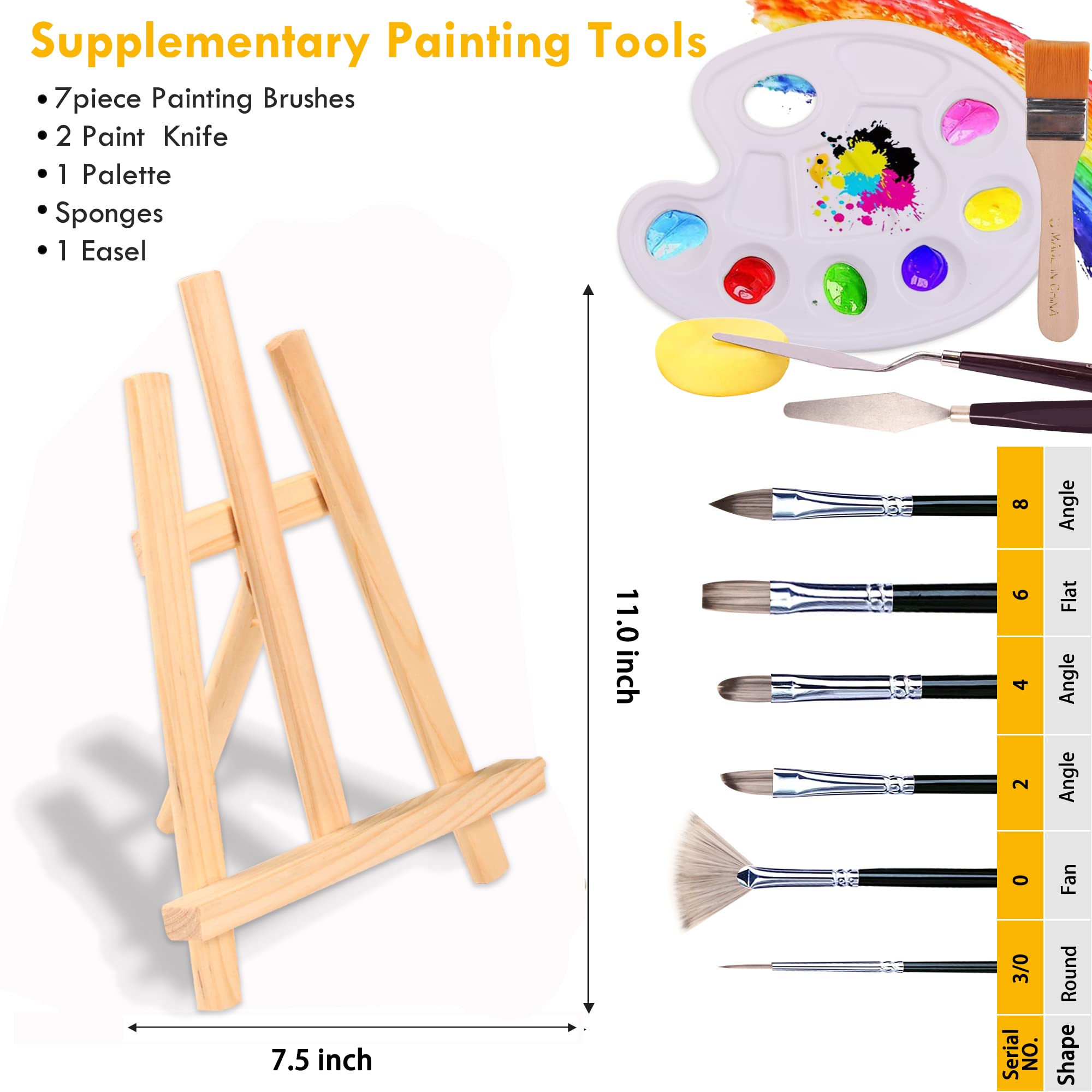 Kalour Acrylic Paint Set 56 pcs,Painting Supplies with 24 Acrylic Paint,16 Sheets Acrylic Pad,Painting Brushes,Canvas,Palette,Easel - Art Craft Paints Kit for Artists Beginners,Kids and Adults.