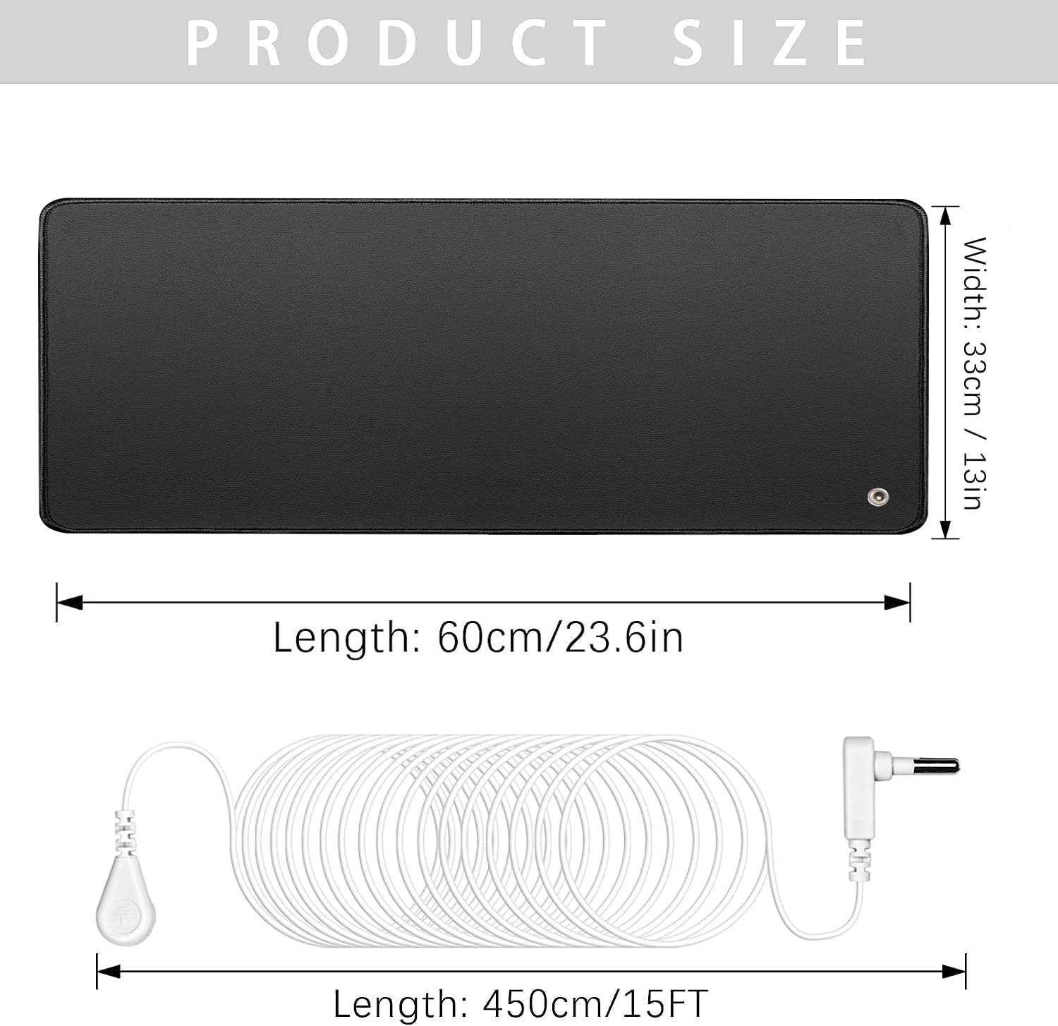 9.8" x 26.7"Grounding Mat Kit with 15ft Grounding Cord,Grounding Pad for Health Grounding Bed Mat for Foot Mat,Computer Mat, Sleep Mat, Pet Mat
