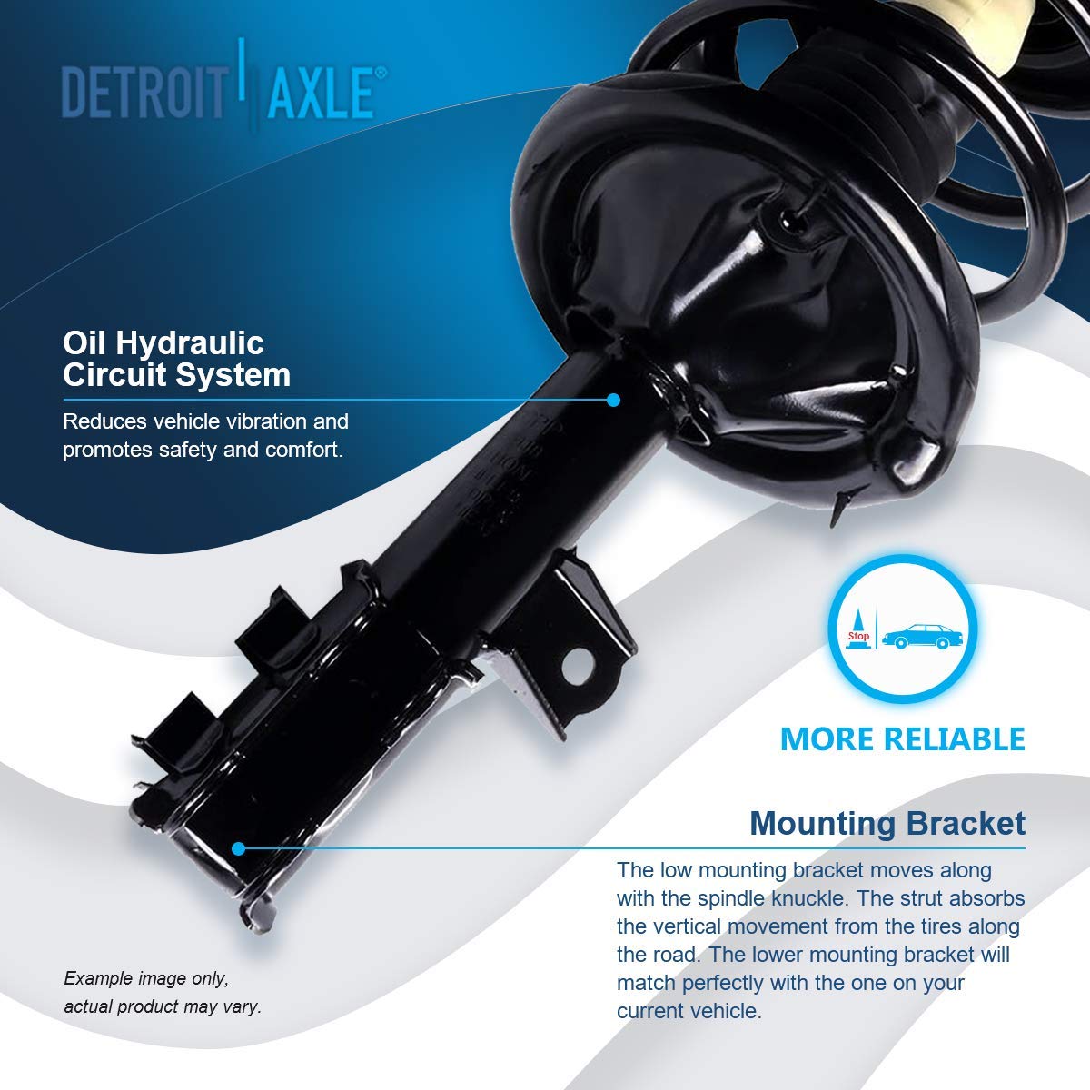 Detroit Axle - 8pc Suspension Kit for 2007-2010 Hyundai Elantra Complete 2 Front Struts with Coil Spring 2 Rear Shock Absorbers 4 Front Rear Sway Bar Links 2008 2009 Replacement Ready Struts