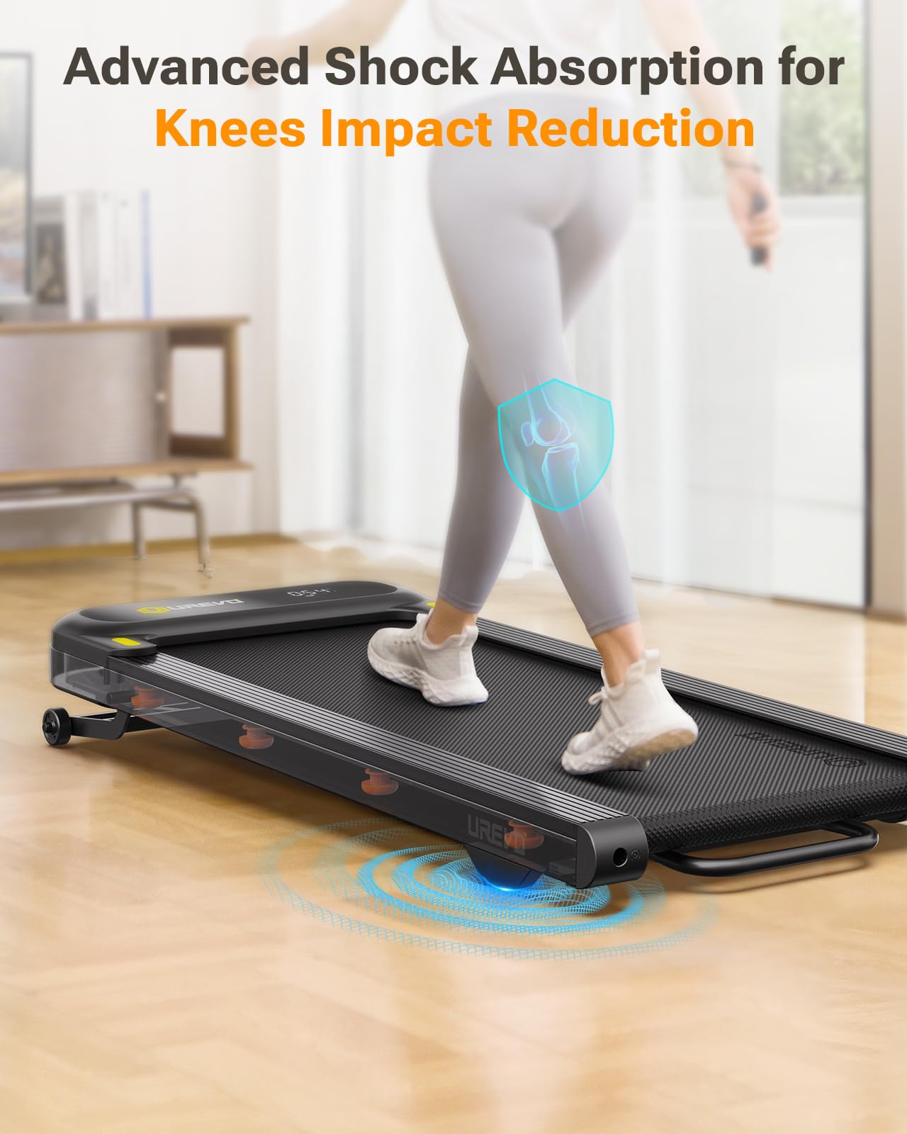 UREVO Walking Pad Treadmill with Auto Incline, Under Desk Treadmill, Treadmills for Home Office, with 9 Level Incline, APP Control