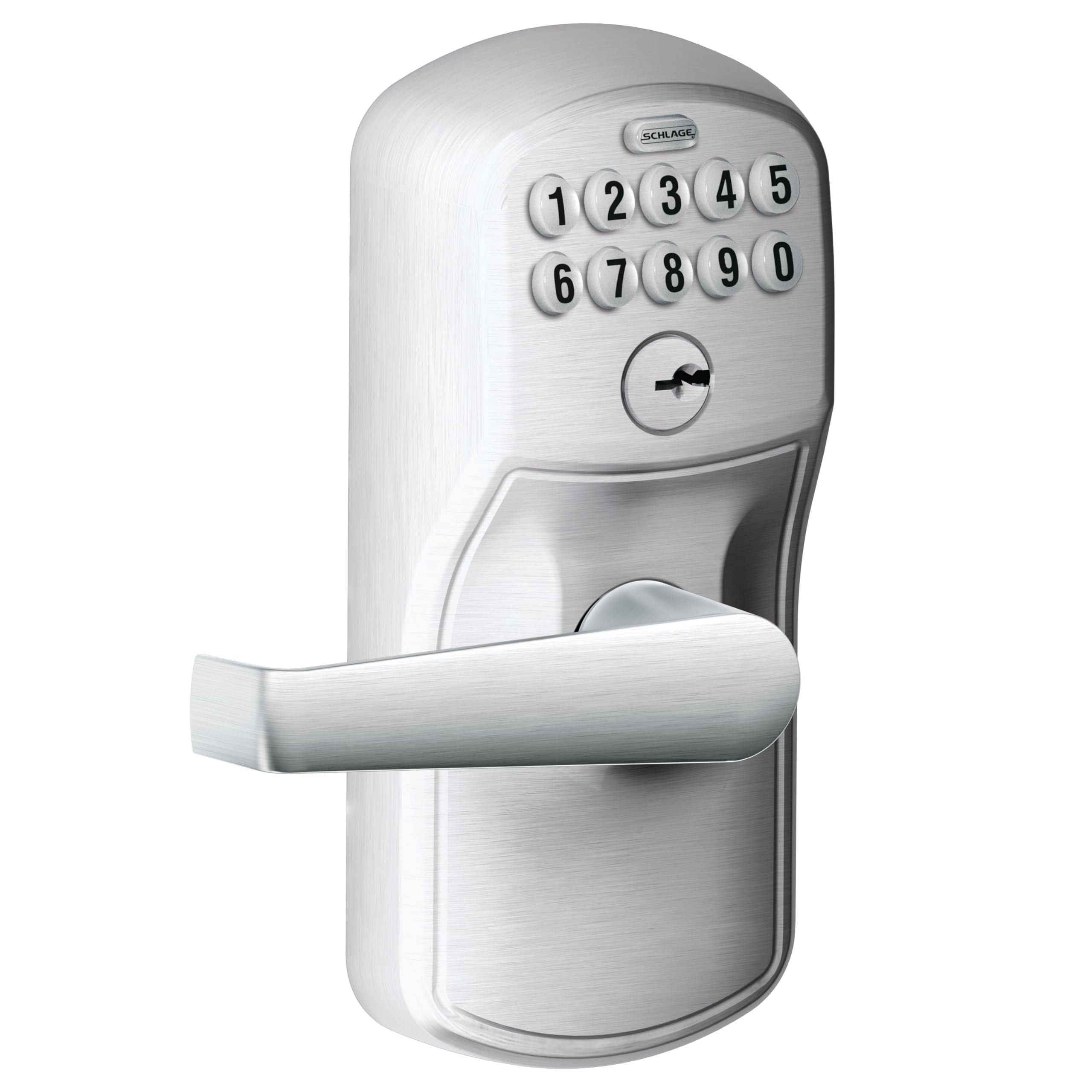 SCHLAGE Brushed Chrome FE595CS V PLY 626 ELA Plymouth Light Commercial Electronic Keypad Lock with Elan Lever(Satin Chrome)