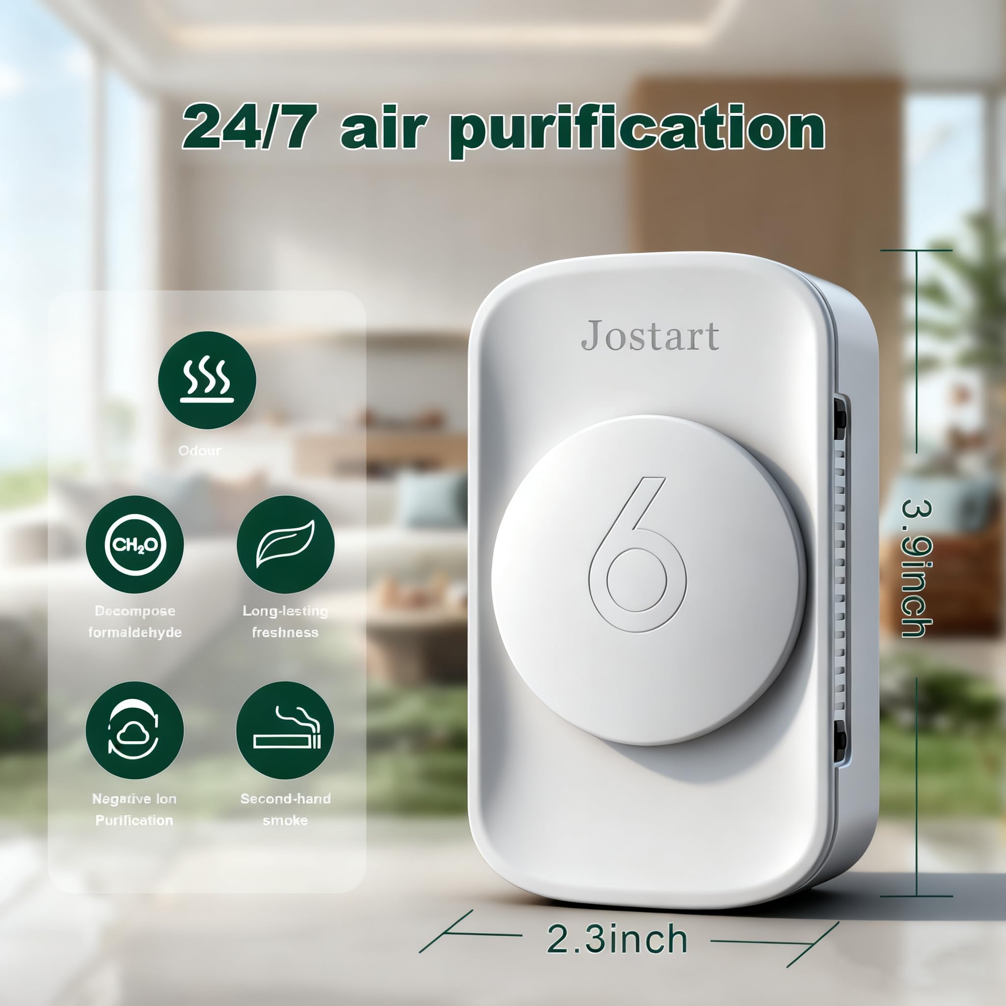 Air Ionizer for Home(3 pack), Ionic Air Purifier Plug in with 6 Carbon Fiber Tips, Ultra Quiet Portable Air Cleaner for Kitchen Bedroom Office Bathroom,Energy Efficient with Blue/Warm White Mood Light