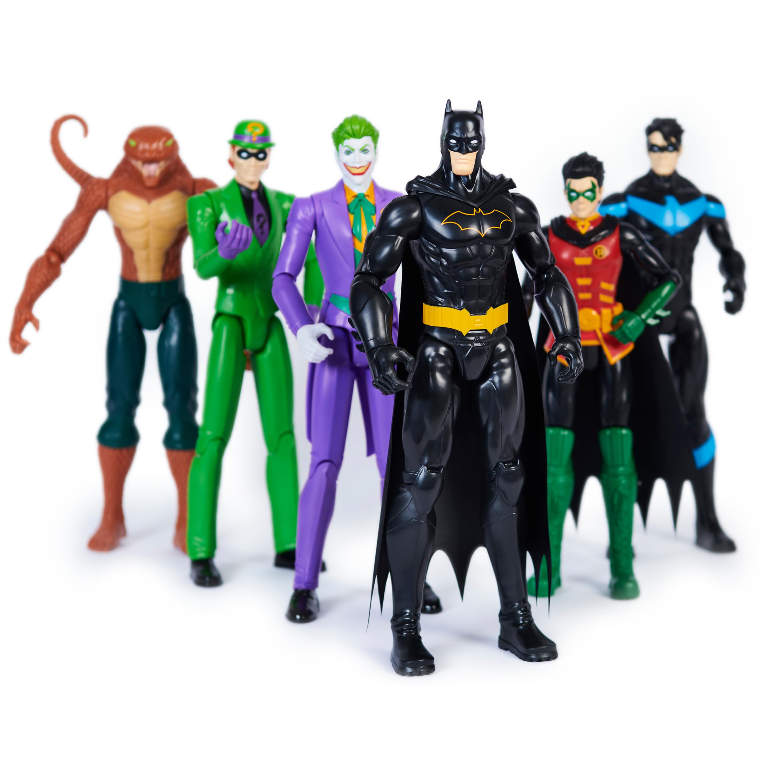 DC Comics, Batman 6-Pack | Batman, Robin, Nightwing, The Joker, The Riddler, Copperhead | 12-inch Action Figures, Kids Toys for Boys and Girls Ages 3 and Up