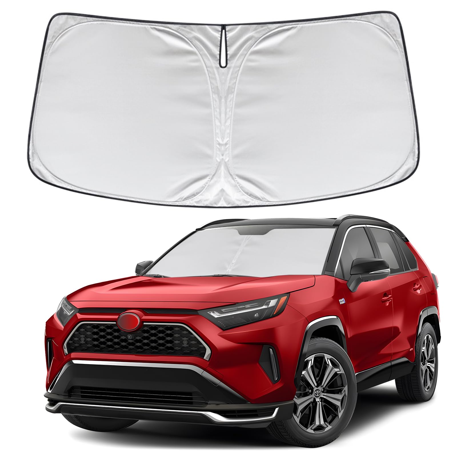 KAYZT Windshield Sun Shade for Toyota RAV4 2019-2024 RAV-4 Foldable Sunshade SUV Front Window Custom Fit Accessories