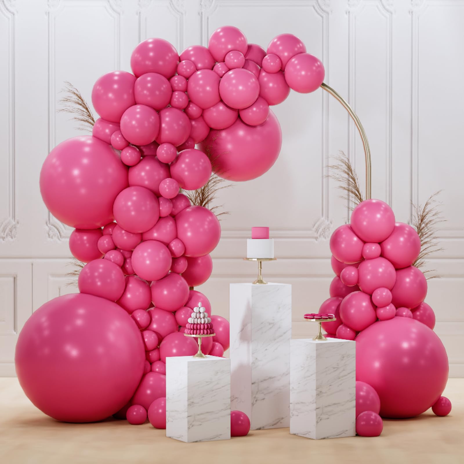 PartyWoo Hot Pink Balloons 99 pcs Different Sizes of 36 18 12 10 5 Inch Magenta Fuchsia Dark Pink Balloon Arch Kit Garland for Valentine's Day Baby Shower Princess Birthday Party Decorations Pink-Y12