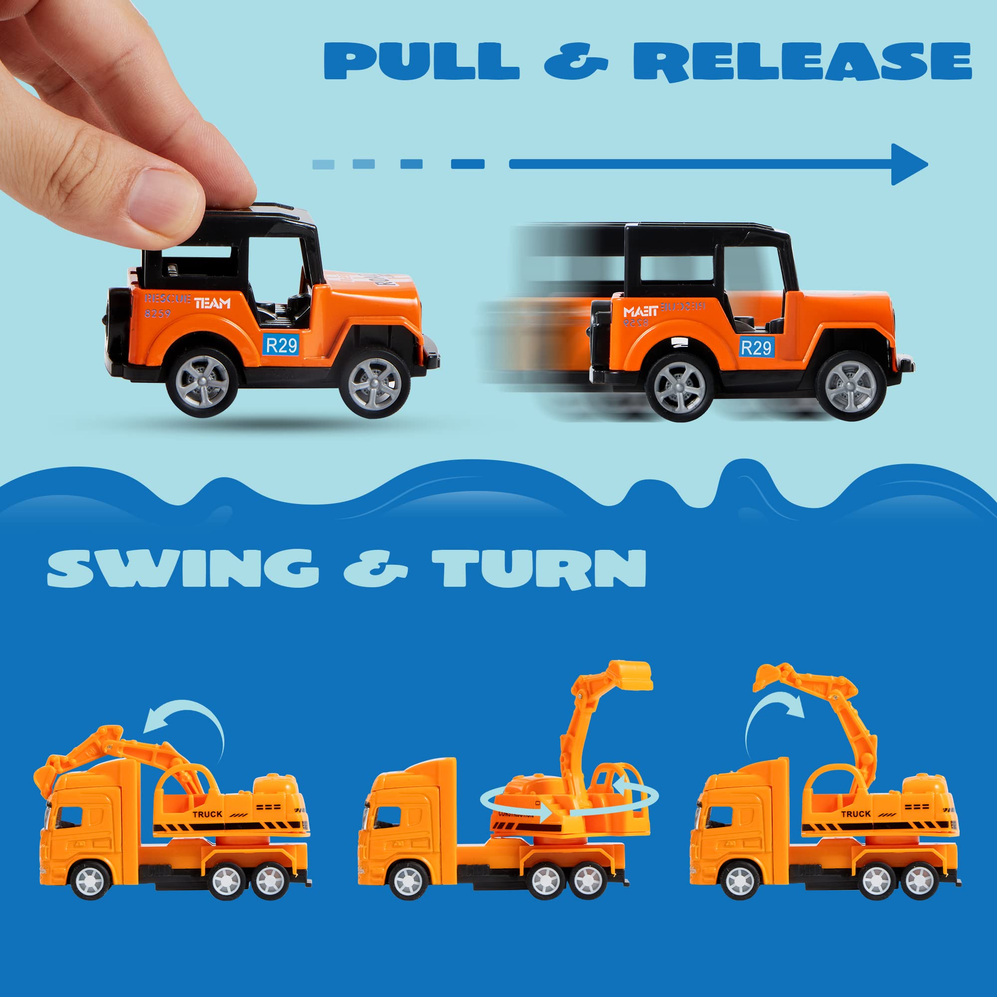 JOYIN 20PCS Die Cast Metal Pull Back Toy Cars, Vehicle Set for Toddlers, Child Party Favors, Cake Toppers, Stocking Stuffers, Race Cars for Boys, Gift Set for Babies