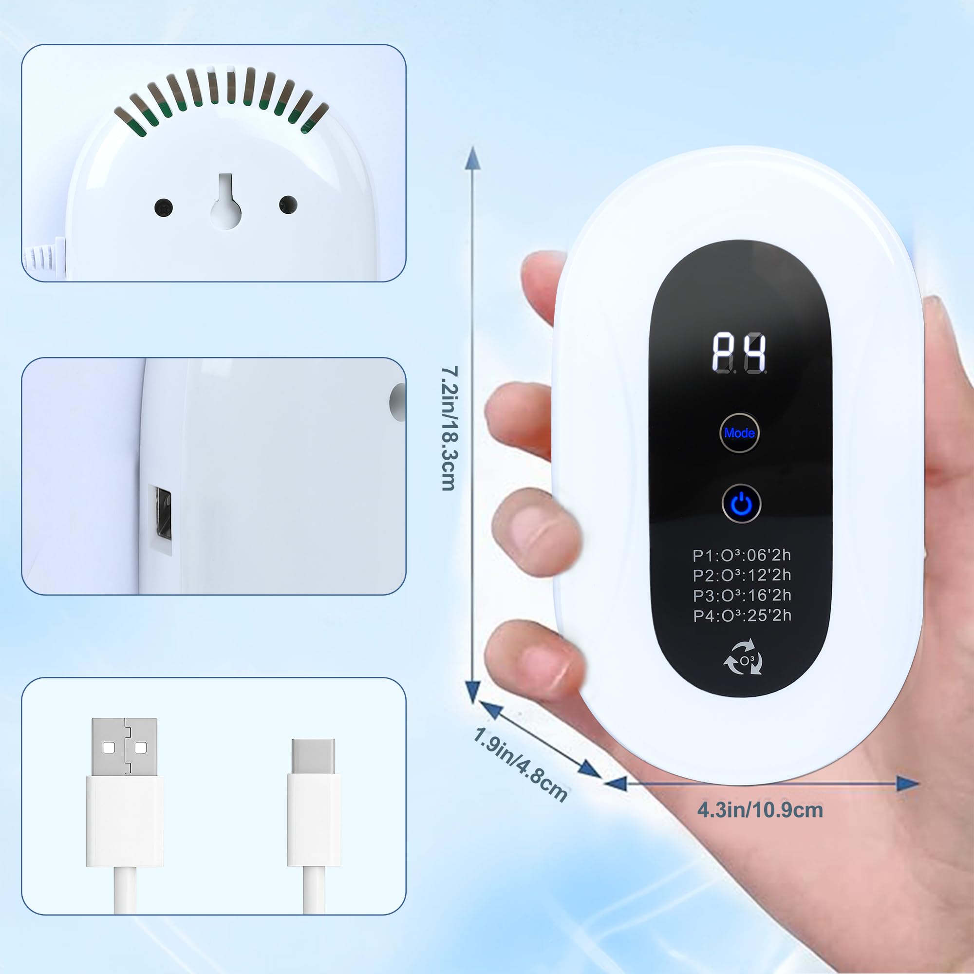 Home Air Purifier for 99% Strong Odor Pets Poof Cat Litter Deodorizer Plug in Ionizers Air Freshener for Bedroom Kitchen Toilet Pets Litter Box Shoe Cabinet(1)