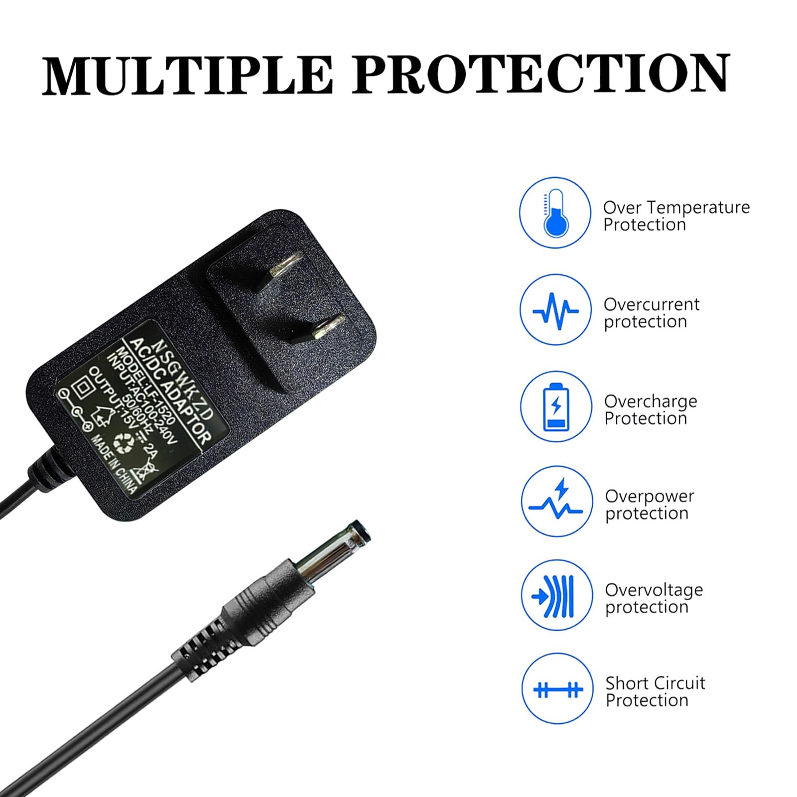 Charger for Dewalt DXAEPS14 Portable Power Station Jump Starter, 15V Power Cord AC DC Adapter, Charging Cable 5 Feet
